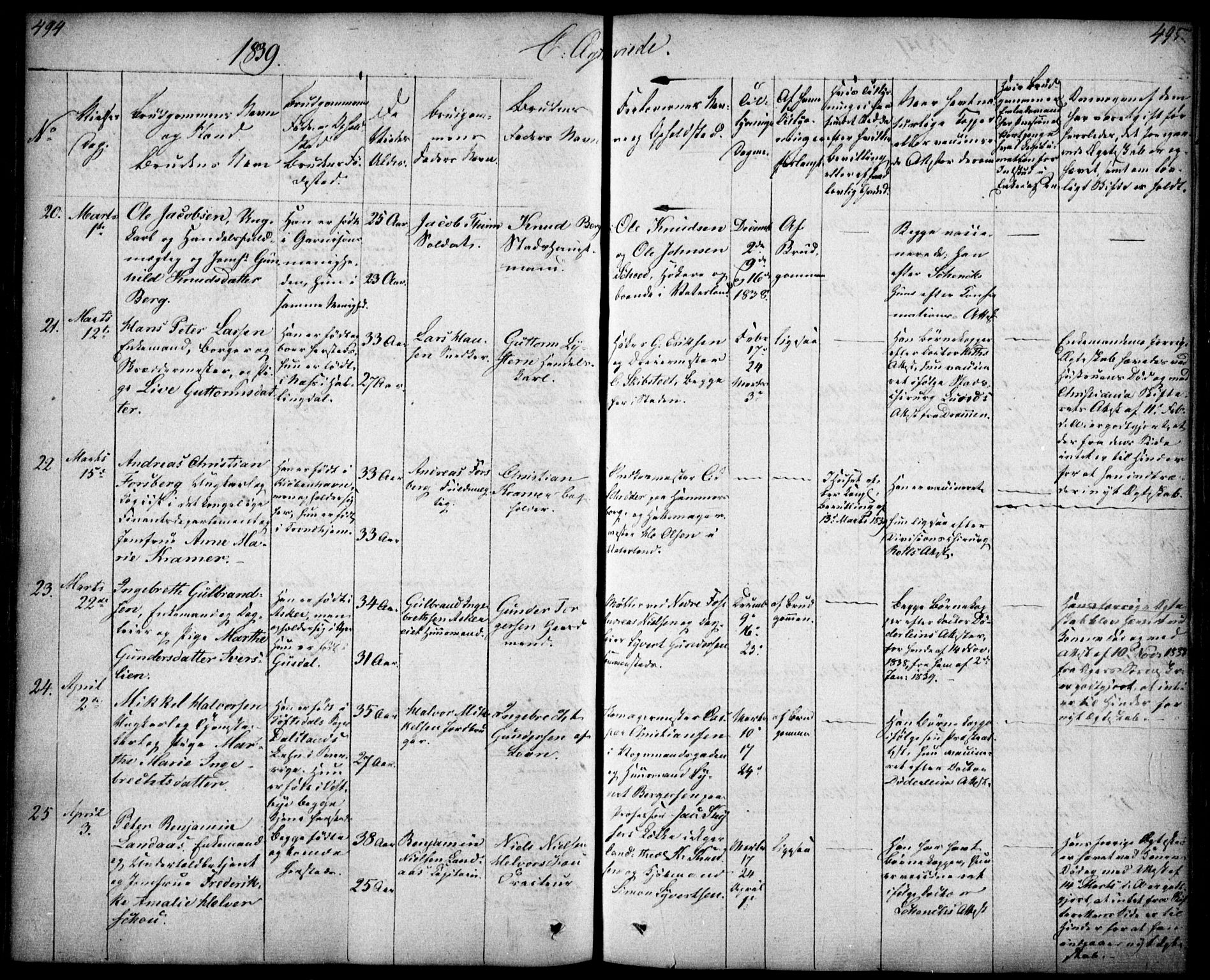 Oslo domkirke Kirkebøker, SAO/A-10752/F/Fa/L0019: Parish register (official) no. 19, 1828-1847, p. 494-495