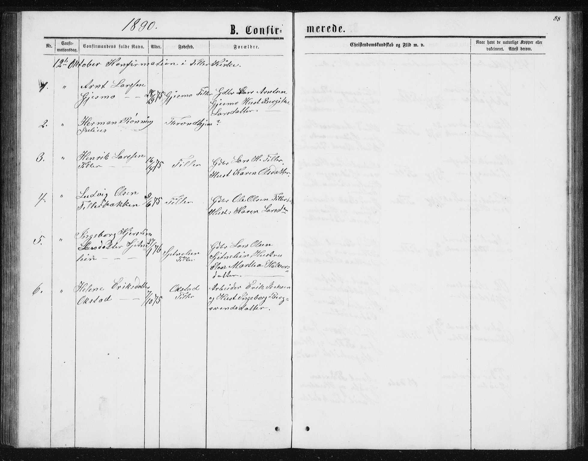 Ministerialprotokoller, klokkerbøker og fødselsregistre - Sør-Trøndelag, AV/SAT-A-1456/621/L0459: Parish register (copy) no. 621C02, 1866-1895, p. 88