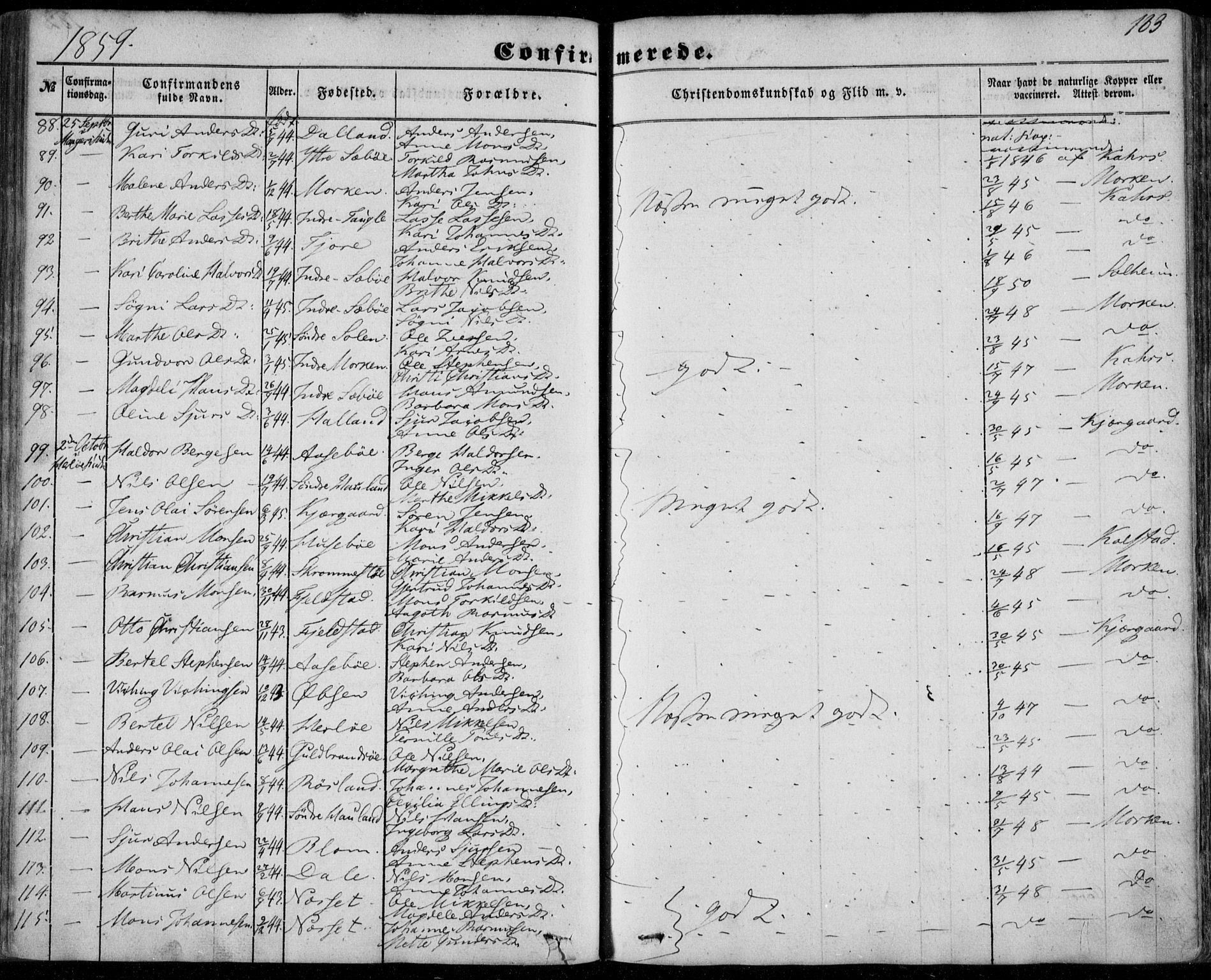 Manger sokneprestembete, AV/SAB-A-76801/H/Haa: Parish register (official) no. A 6, 1849-1859, p. 183