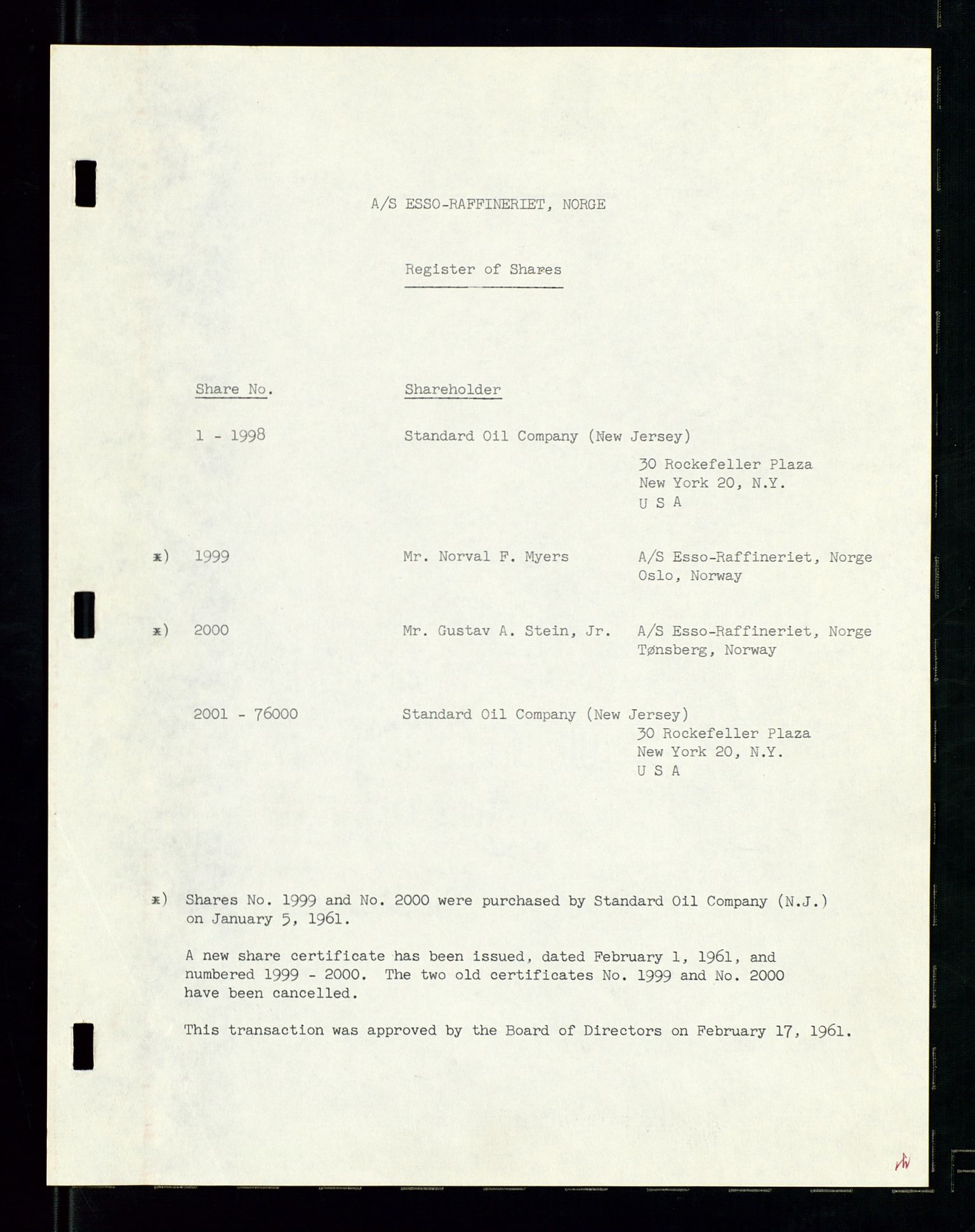 PA 1537 - A/S Essoraffineriet Norge, AV/SAST-A-101957/A/Aa/L0001/0002: Styremøter / Shareholder meetings, board meetings, by laws (vedtekter), 1957-1960, p. 3