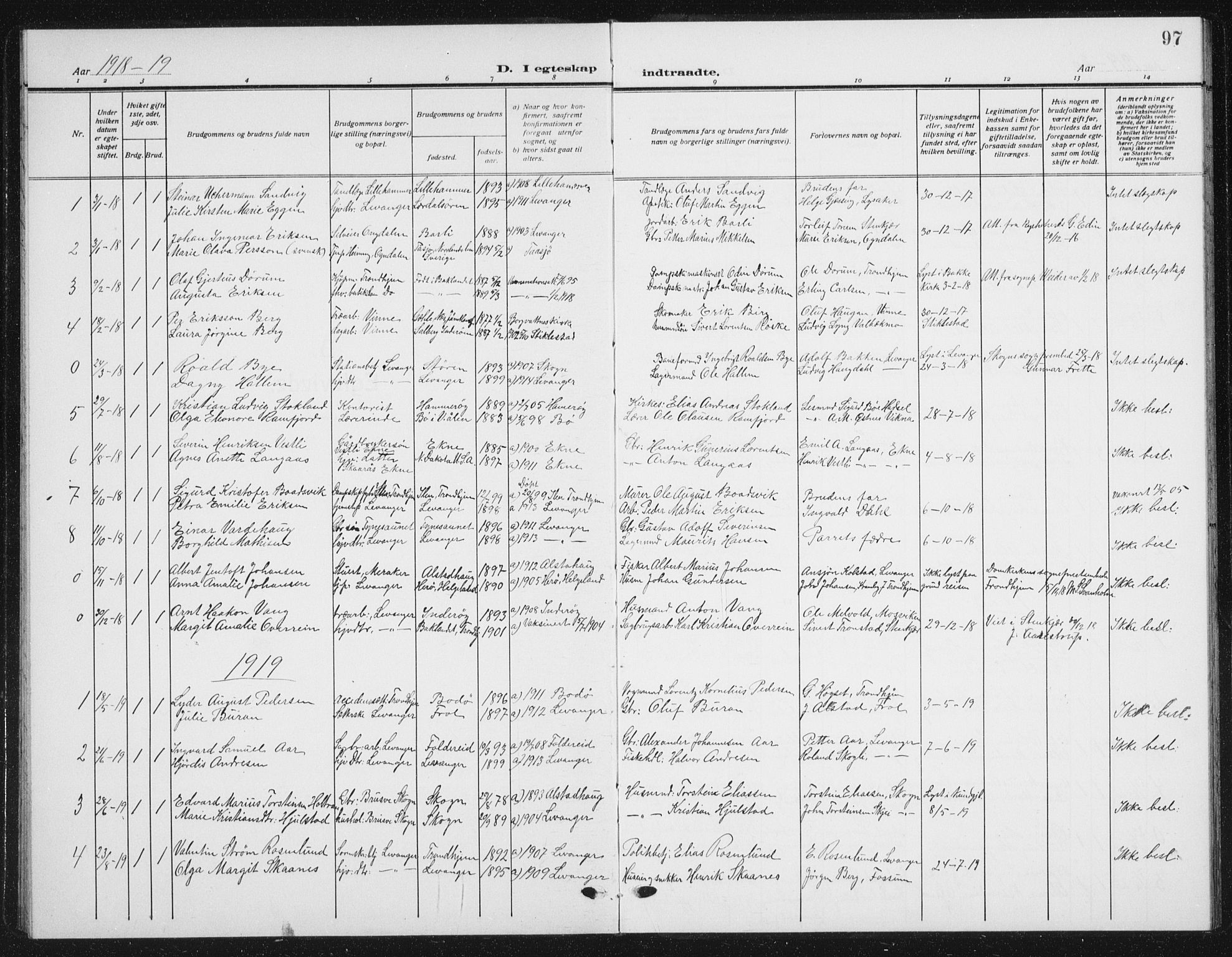Ministerialprotokoller, klokkerbøker og fødselsregistre - Nord-Trøndelag, SAT/A-1458/720/L0193: Parish register (copy) no. 720C02, 1918-1941, p. 97