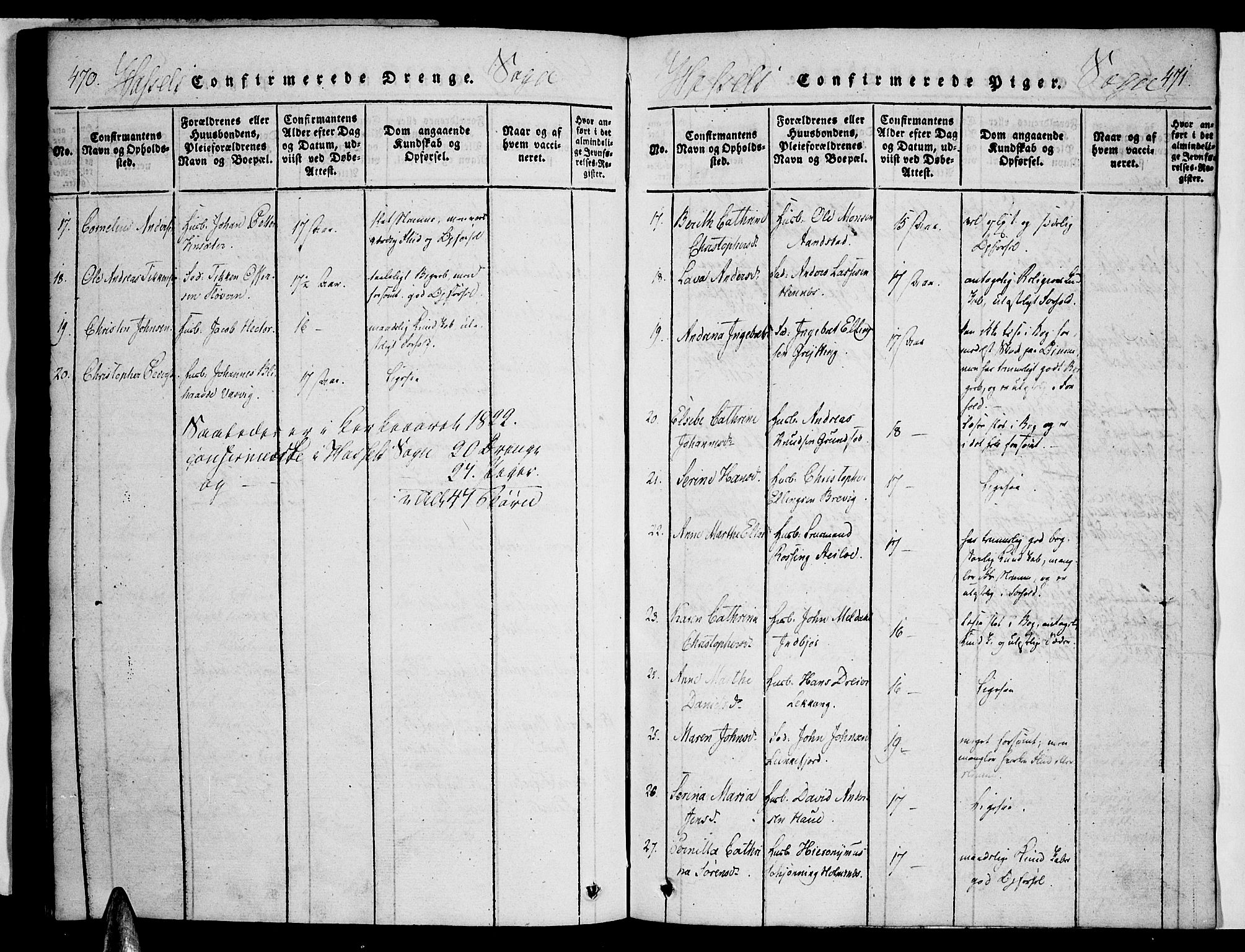 Ministerialprotokoller, klokkerbøker og fødselsregistre - Nordland, AV/SAT-A-1459/888/L1237: Parish register (official) no. 888A05 /1, 1820-1836, p. 470-471