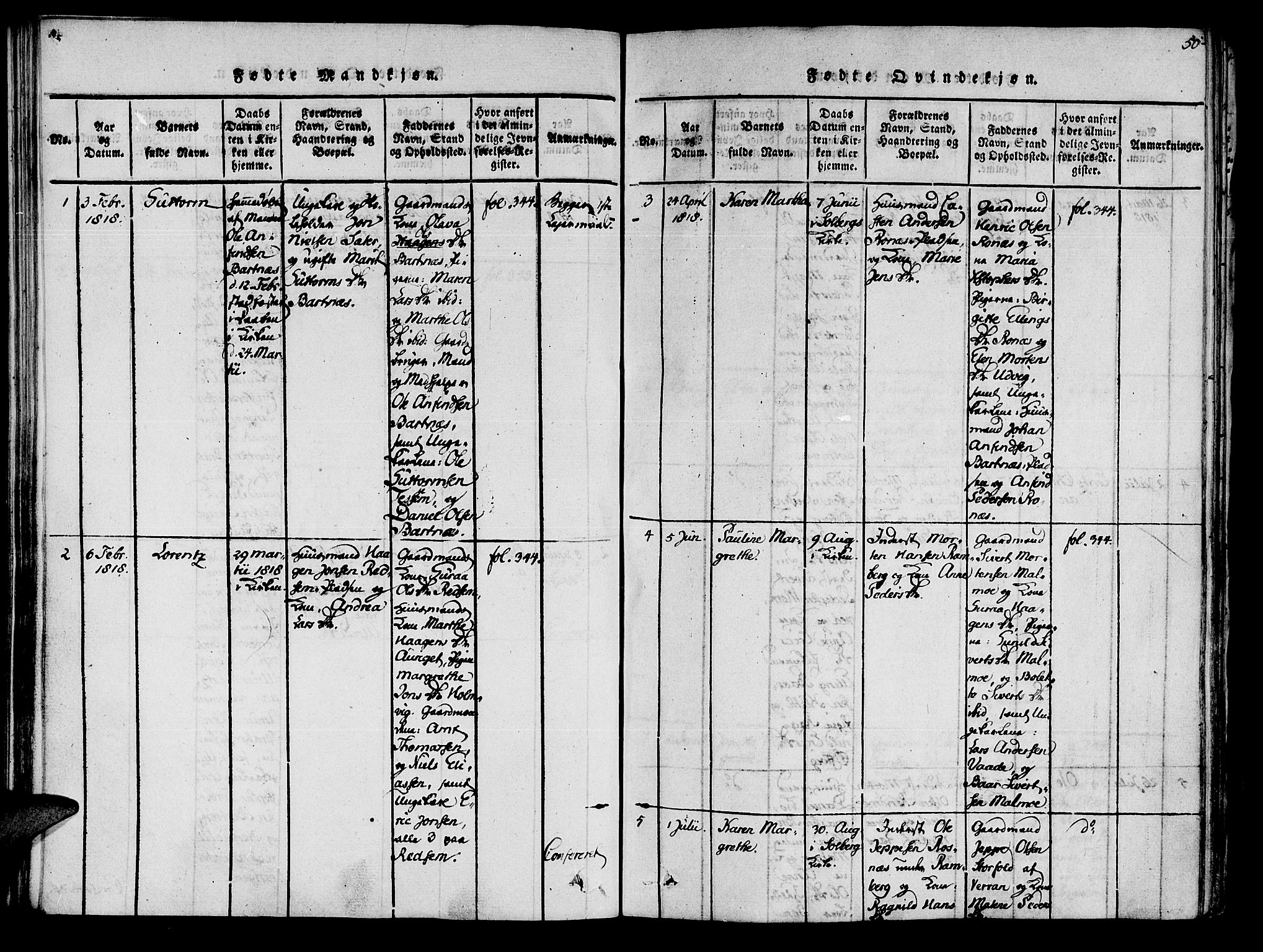 Ministerialprotokoller, klokkerbøker og fødselsregistre - Nord-Trøndelag, AV/SAT-A-1458/741/L0387: Parish register (official) no. 741A03 /2, 1817-1822, p. 50