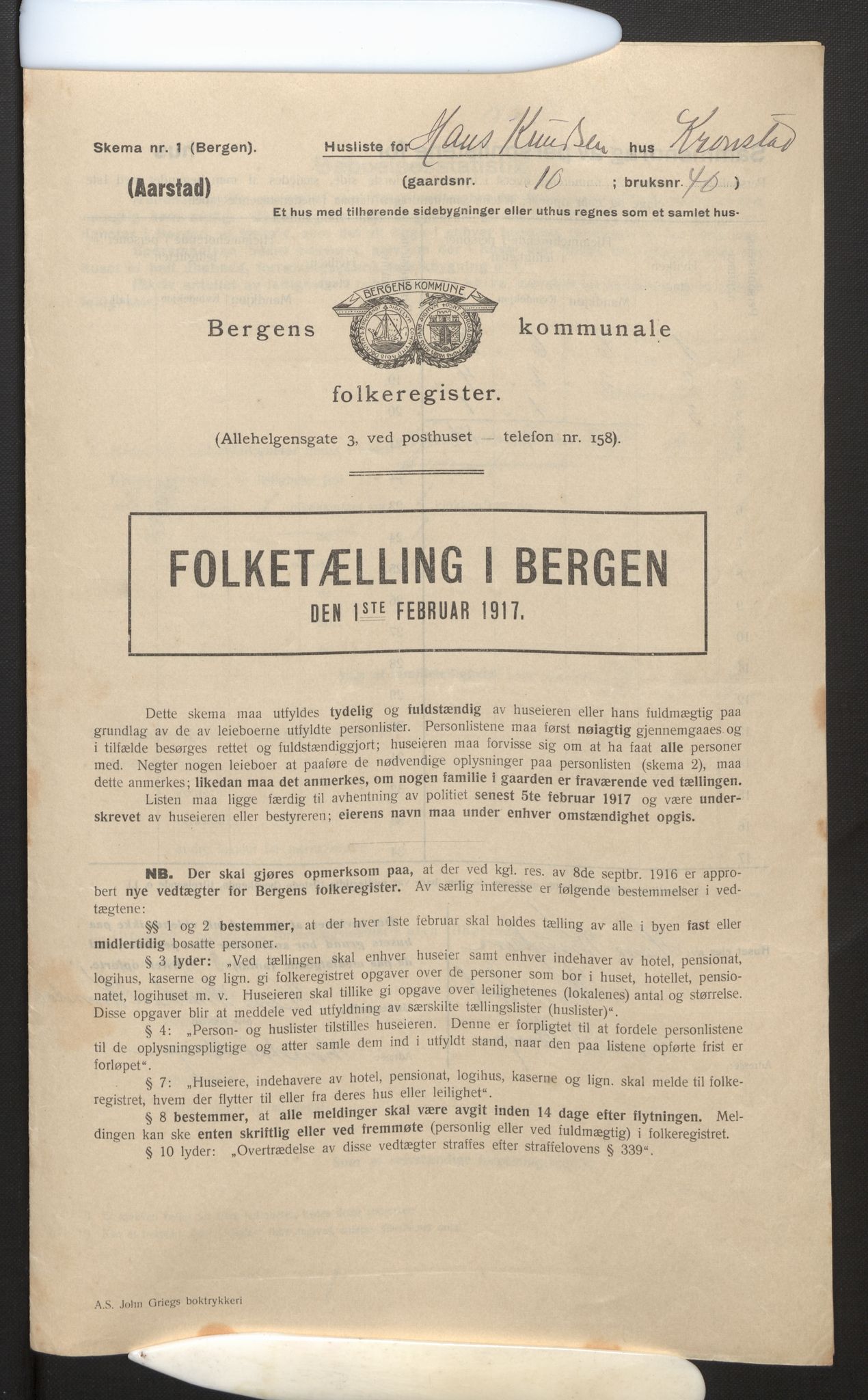 SAB, Municipal Census 1917 for Bergen, 1917, p. 51346