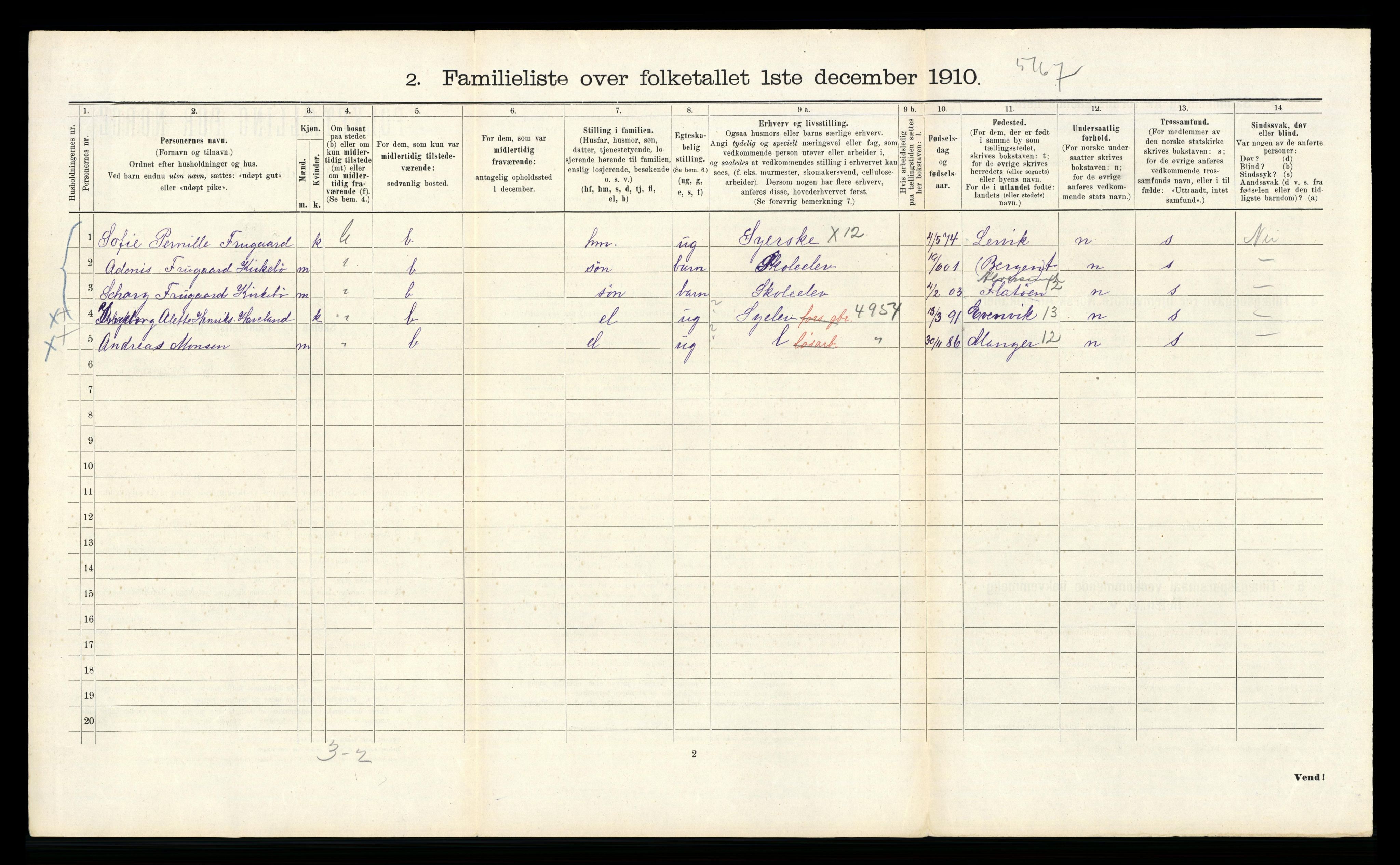 RA, 1910 census for Bergen, 1910, p. 31226