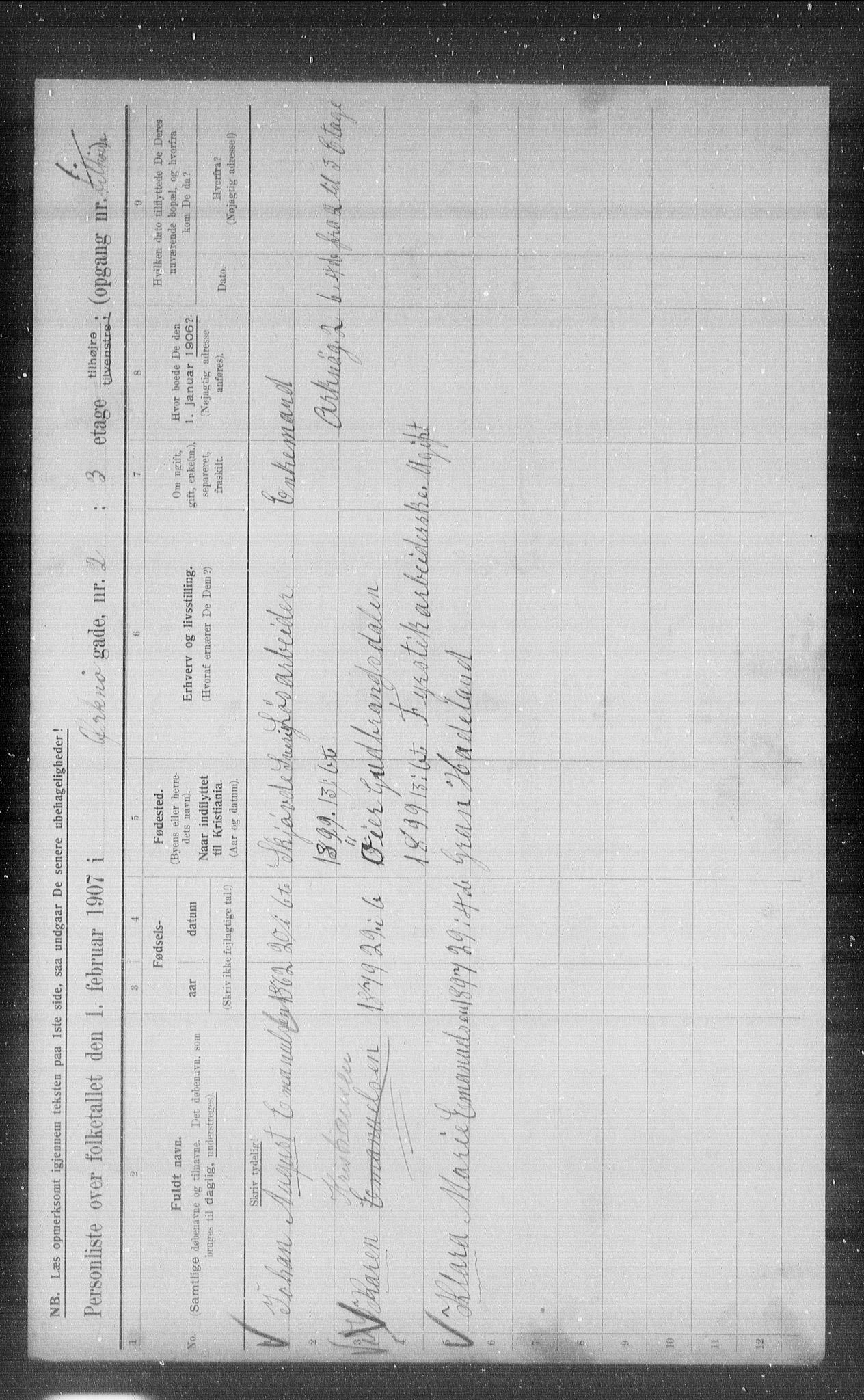 OBA, Municipal Census 1907 for Kristiania, 1907, p. 38862