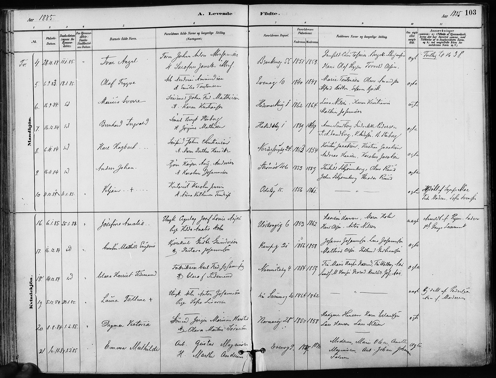 Kampen prestekontor Kirkebøker, SAO/A-10853/F/Fa/L0001: Parish register (official) no. I 1, 1880-1886, p. 103