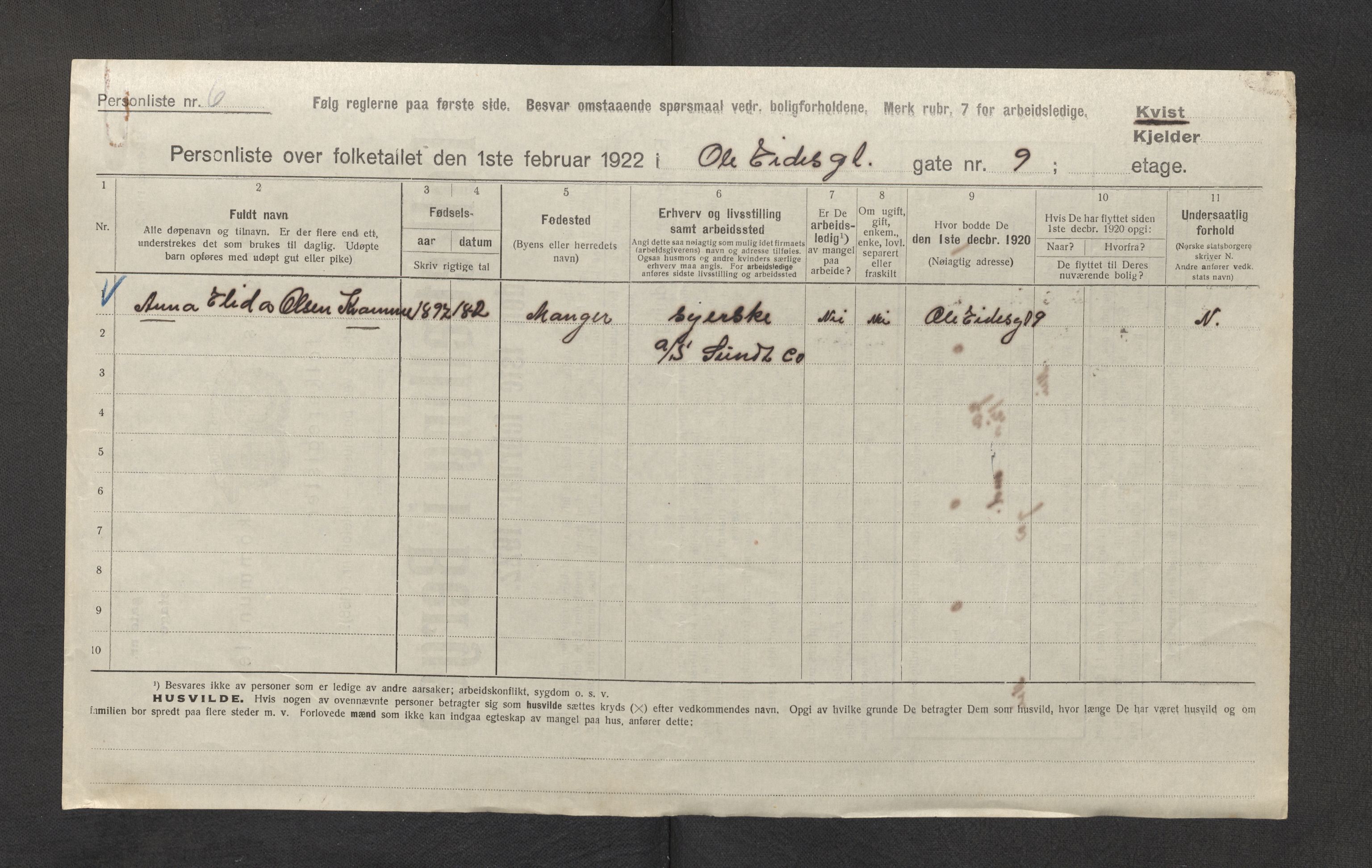 SAB, Municipal Census 1922 for Bergen, 1922, p. 30641