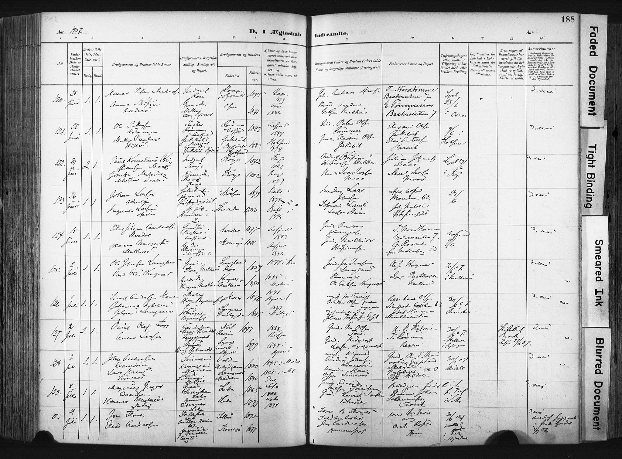 Ministerialprotokoller, klokkerbøker og fødselsregistre - Sør-Trøndelag, SAT/A-1456/604/L0201: Parish register (official) no. 604A21, 1901-1911, p. 188