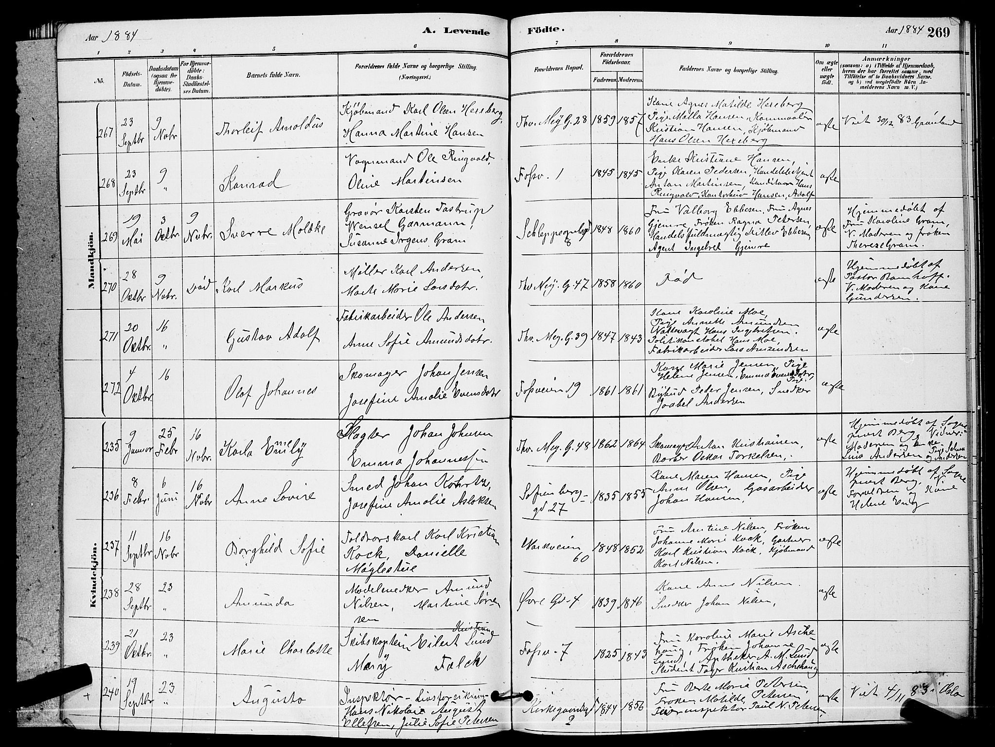 Paulus prestekontor Kirkebøker, SAO/A-10871/G/Ga/L0002: Parish register (copy) no. 2, 1879-1887, p. 269