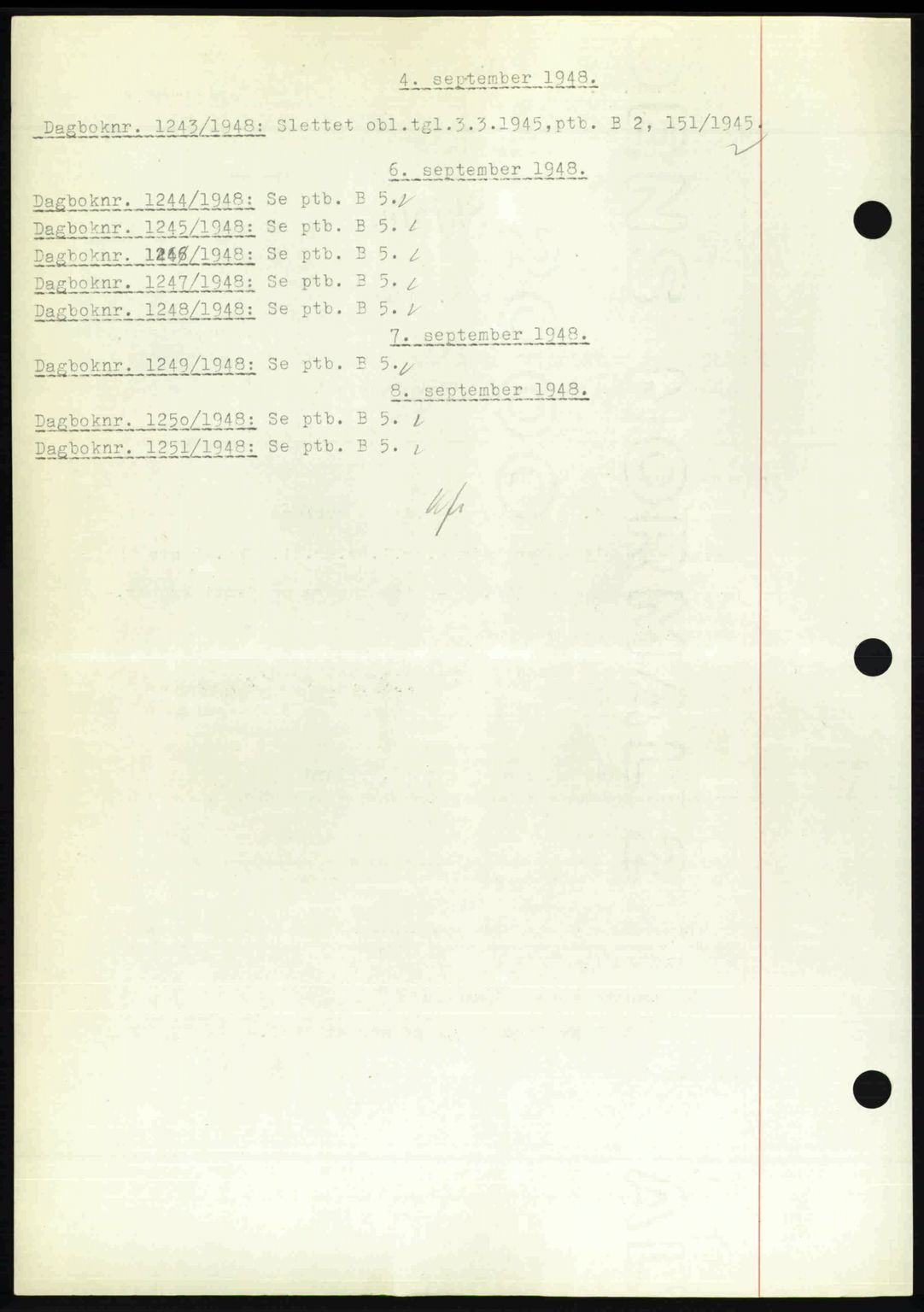 Nedenes sorenskriveri, SAK/1221-0006/G/Gb/Gba/L0059: Mortgage book no. A11, 1948-1948, Diary no: : 1243/1948