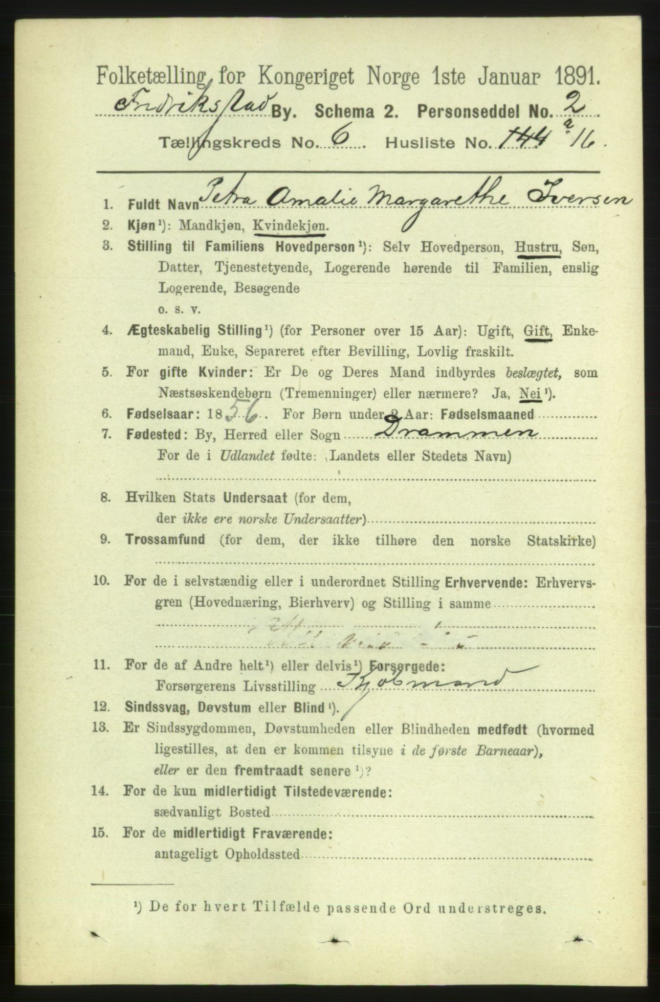 RA, 1891 census for 0103 Fredrikstad, 1891, p. 7796