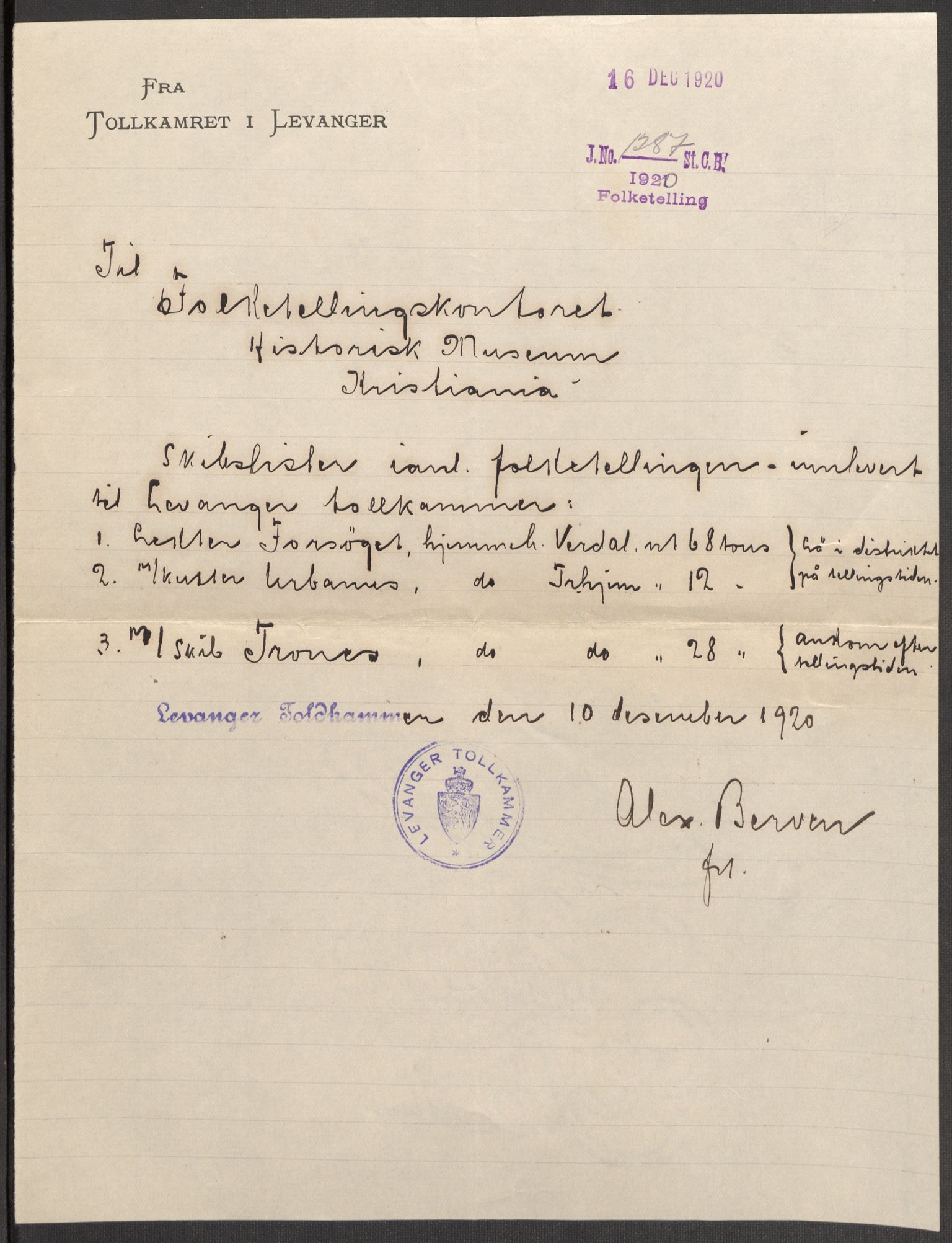 SAT, 1920 census for Levanger town, 1920, p. 4984