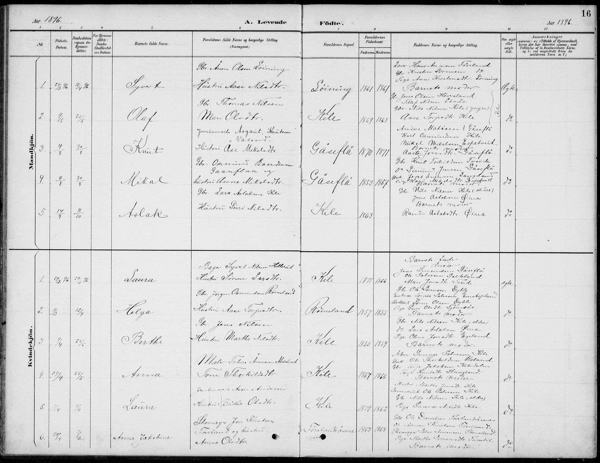 Vennesla sokneprestkontor, AV/SAK-1111-0045/Fb/Fba/L0003: Parish register (copy) no. B 3, 1890-1919, p. 16