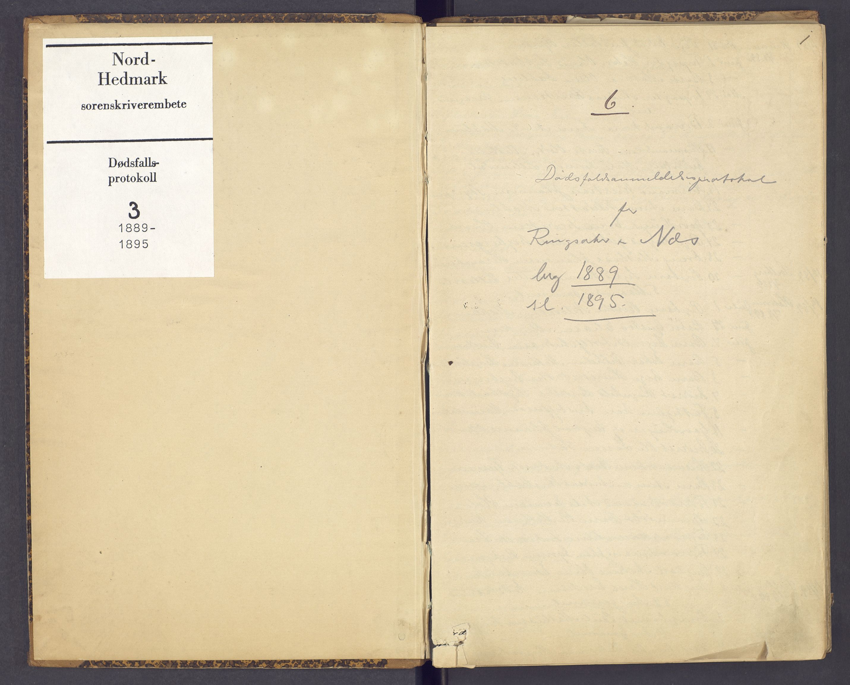 Nord-Hedmark sorenskriveri, AV/SAH-TING-012/J/Ji/L0003: Dødsfallsprotokoll, 1889-1895, p. 1