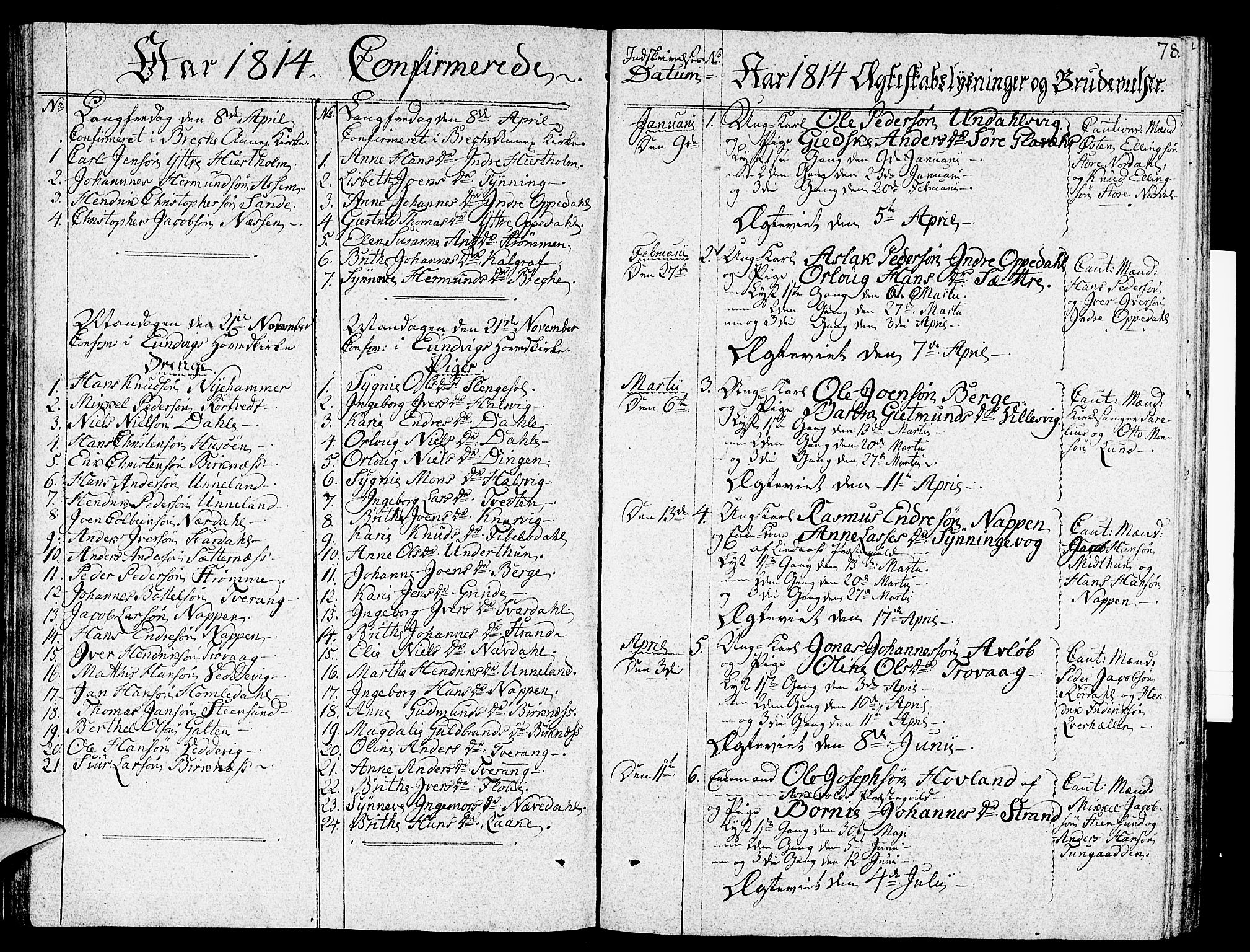 Gulen sokneprestembete, AV/SAB-A-80201/H/Haa/Haaa/L0017: Parish register (official) no. A 17, 1809-1825, p. 78