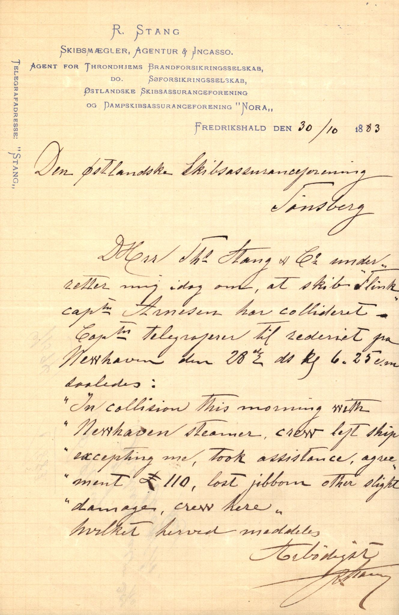 Pa 63 - Østlandske skibsassuranceforening, VEMU/A-1079/G/Ga/L0016/0002: Havaridokumenter / Brage, Frithof, Galis, Glencairn, Flink, 1883, p. 87