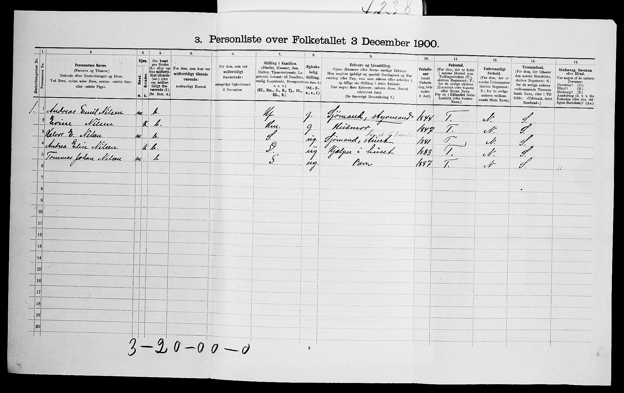 SAK, 1900 census for Dypvåg, 1900, p. 407