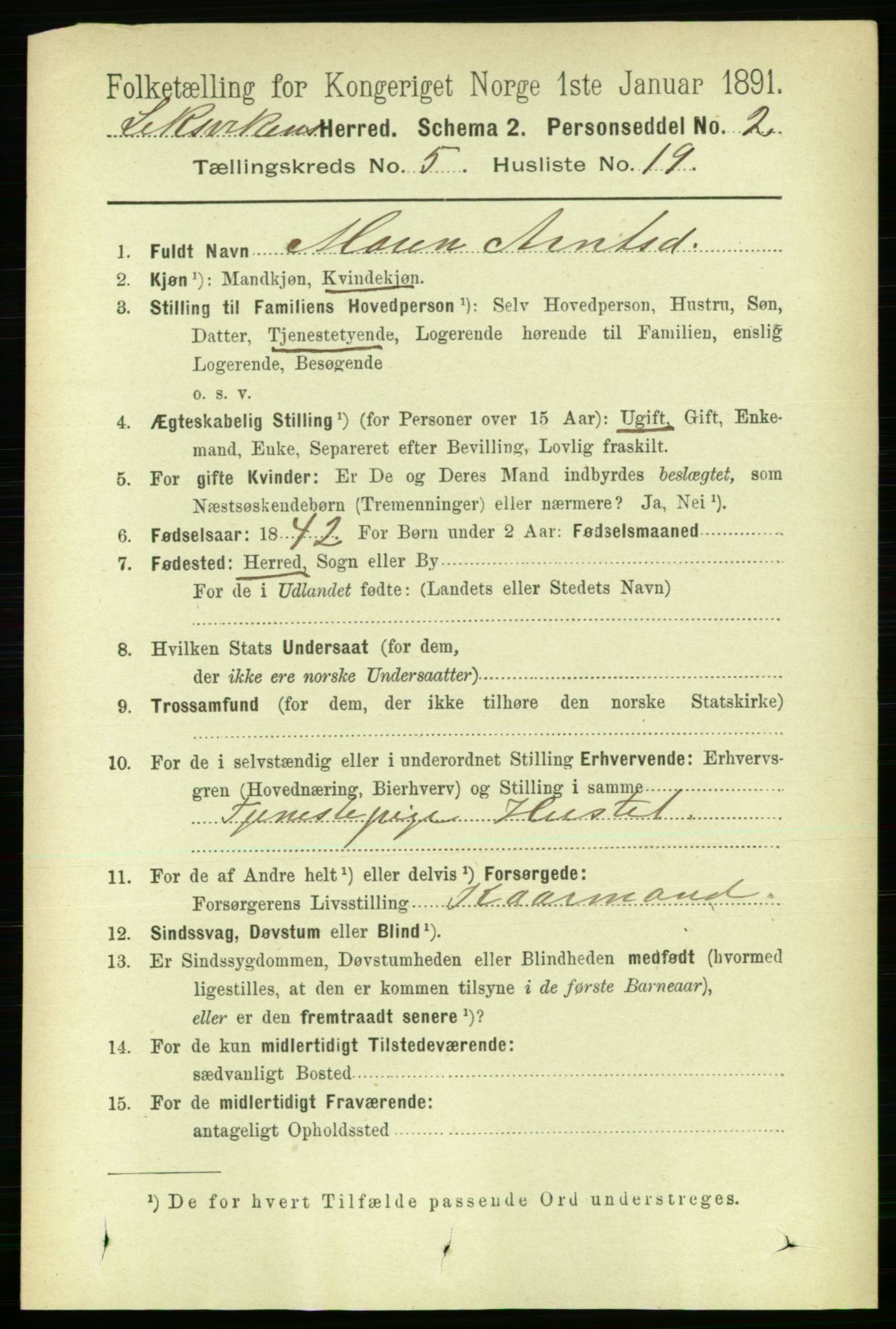 RA, 1891 census for 1718 Leksvik, 1891, p. 2663