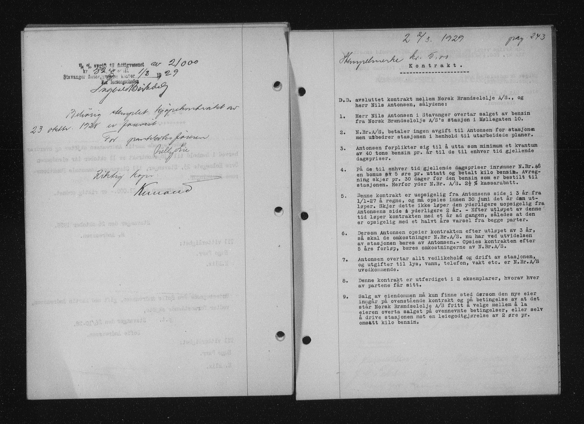 Stavanger byfogd, AV/SAST-A-101408/001/4/41/410/410BB/L0055: Mortgage book no. 43, 1928-1929, Deed date: 02.03.1929