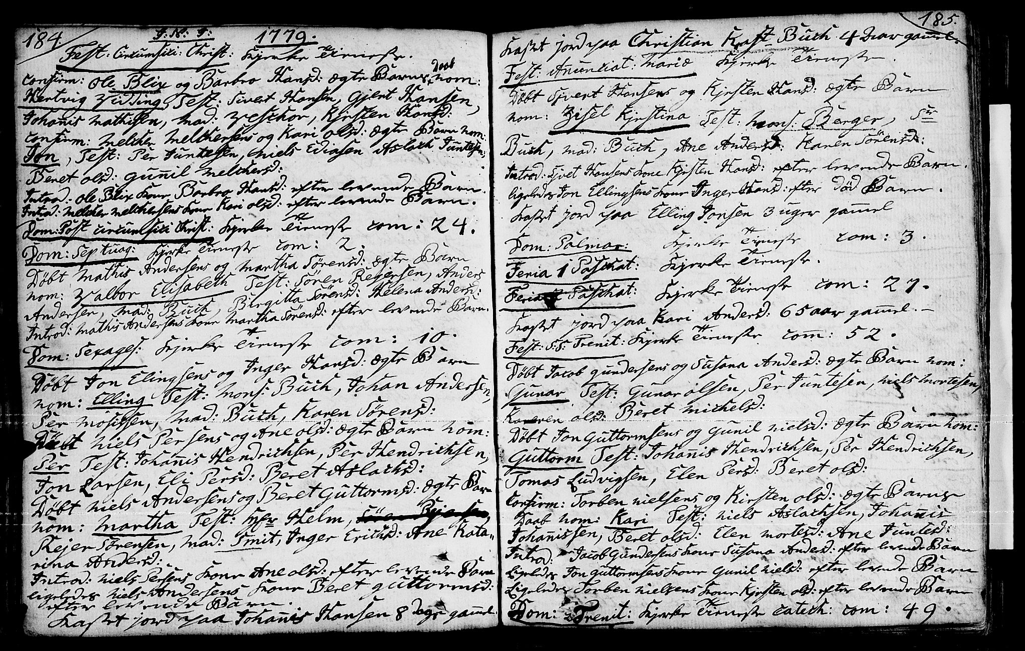 Loppa sokneprestkontor, SATØ/S-1339/H/Ha/L0001kirke: Parish register (official) no. 1 /1, 1753-1784, p. 184-185