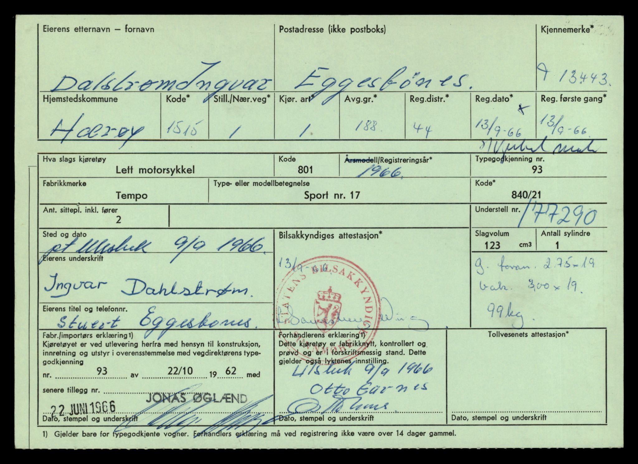Møre og Romsdal vegkontor - Ålesund trafikkstasjon, AV/SAT-A-4099/F/Fe/L0039: Registreringskort for kjøretøy T 13361 - T 13530, 1927-1998, p. 1387