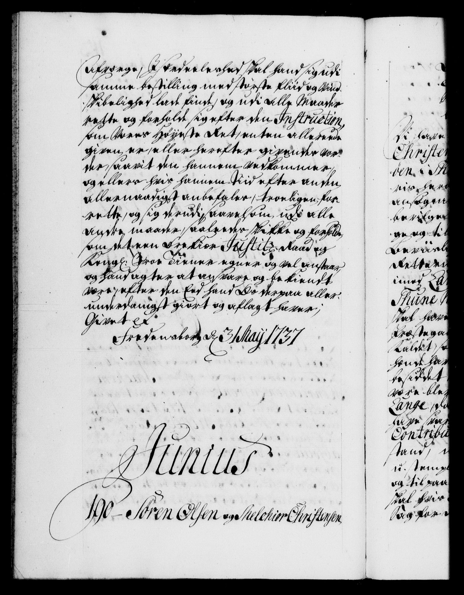 Danske Kanselli 1572-1799, AV/RA-EA-3023/F/Fc/Fca/Fcaa/L0030: Norske registre, 1737-1738, p. 112b