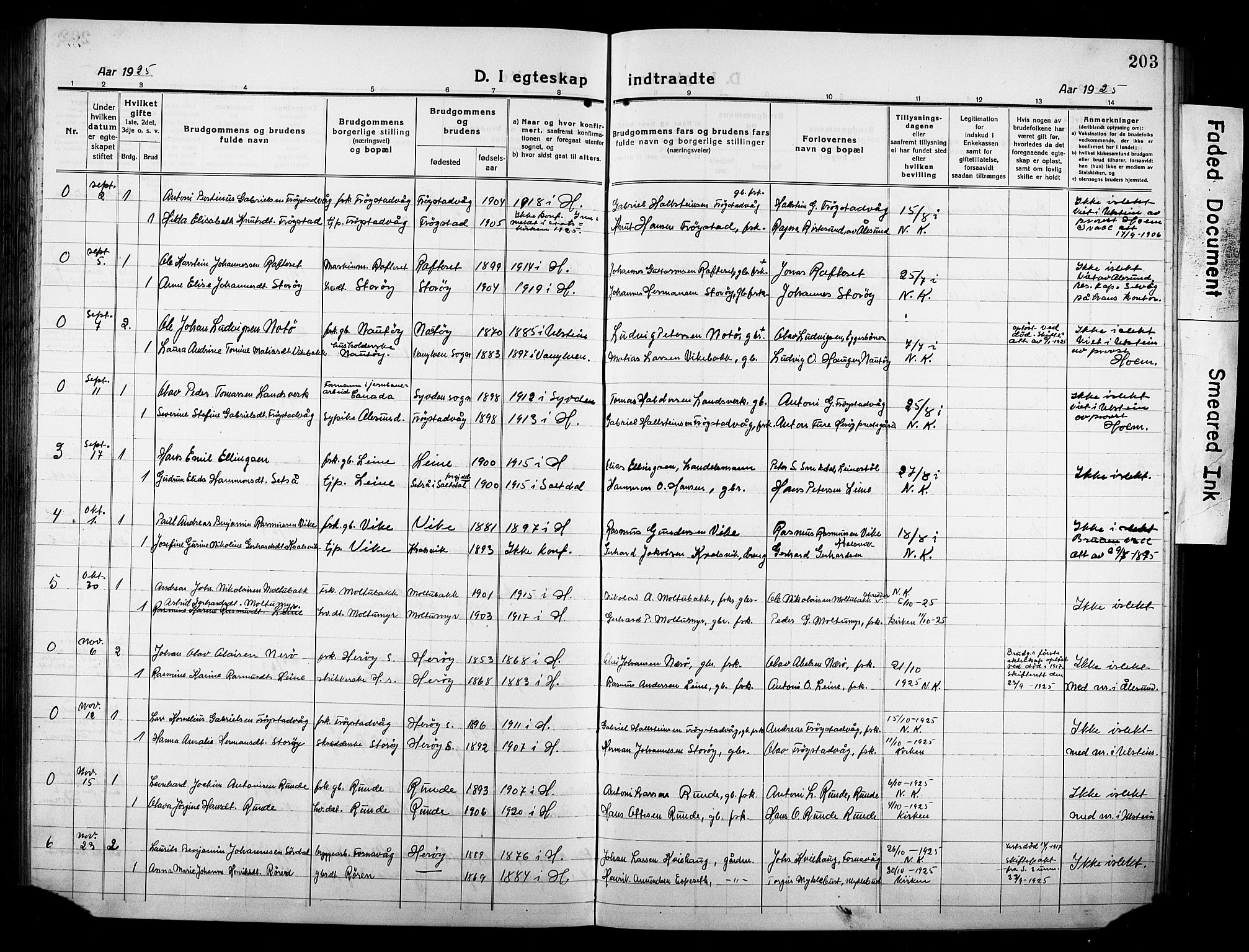 Ministerialprotokoller, klokkerbøker og fødselsregistre - Møre og Romsdal, AV/SAT-A-1454/507/L0084: Parish register (copy) no. 507C07, 1919-1932, p. 203