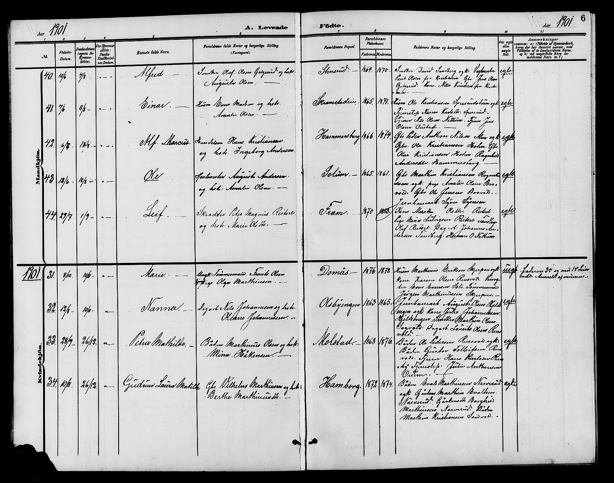 Østre Toten prestekontor, AV/SAH-PREST-104/H/Ha/Hab/L0007: Parish register (copy) no. 7, 1901-1912, p. 6