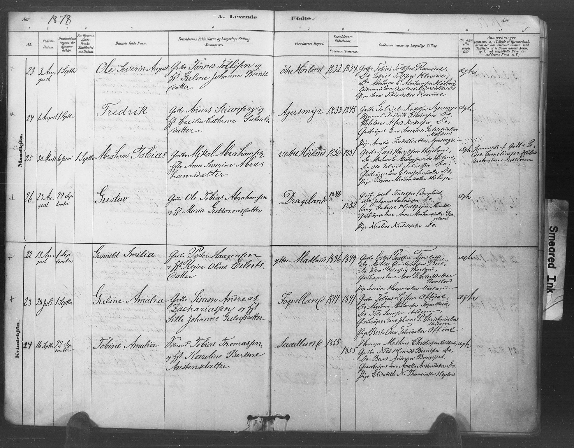 Lyngdal sokneprestkontor, AV/SAK-1111-0029/F/Fa/Fac/L0011: Parish register (official) no. A 11, 1878-1893, p. 5