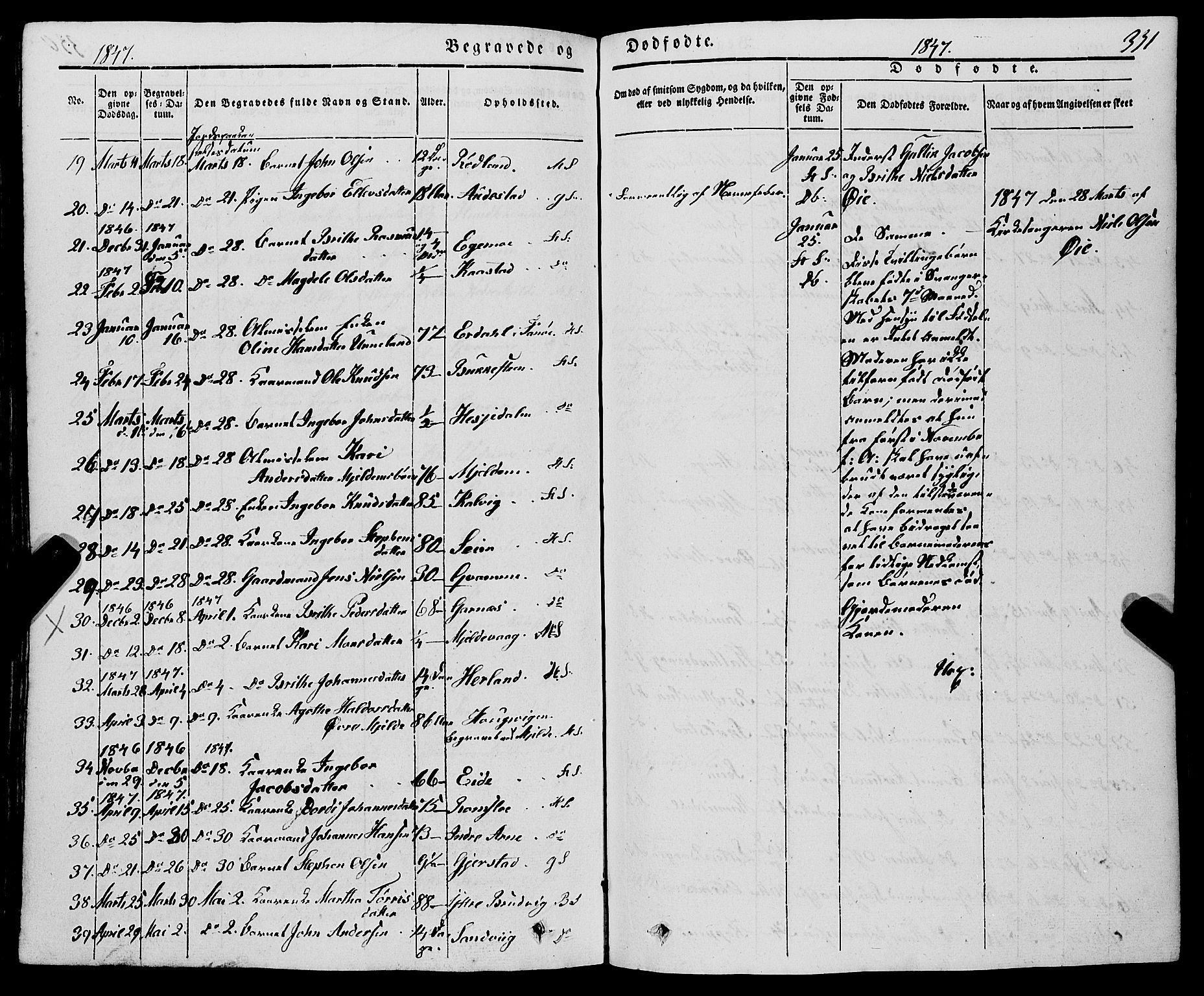 Haus sokneprestembete, SAB/A-75601/H/Haa: Parish register (official) no. A 15, 1838-1847, p. 331