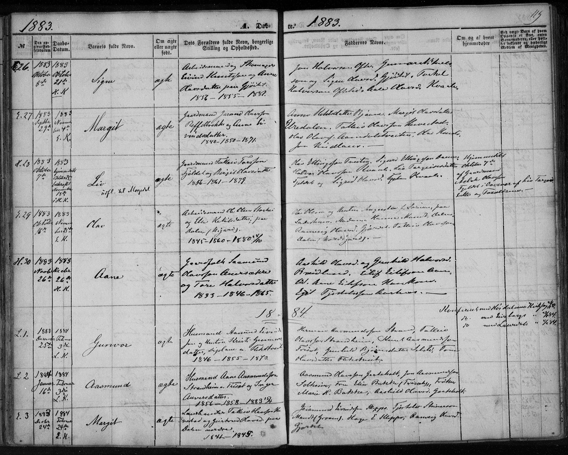 Lårdal kirkebøker, SAKO/A-284/F/Fa/L0006: Parish register (official) no. I 6, 1861-1886, p. 119