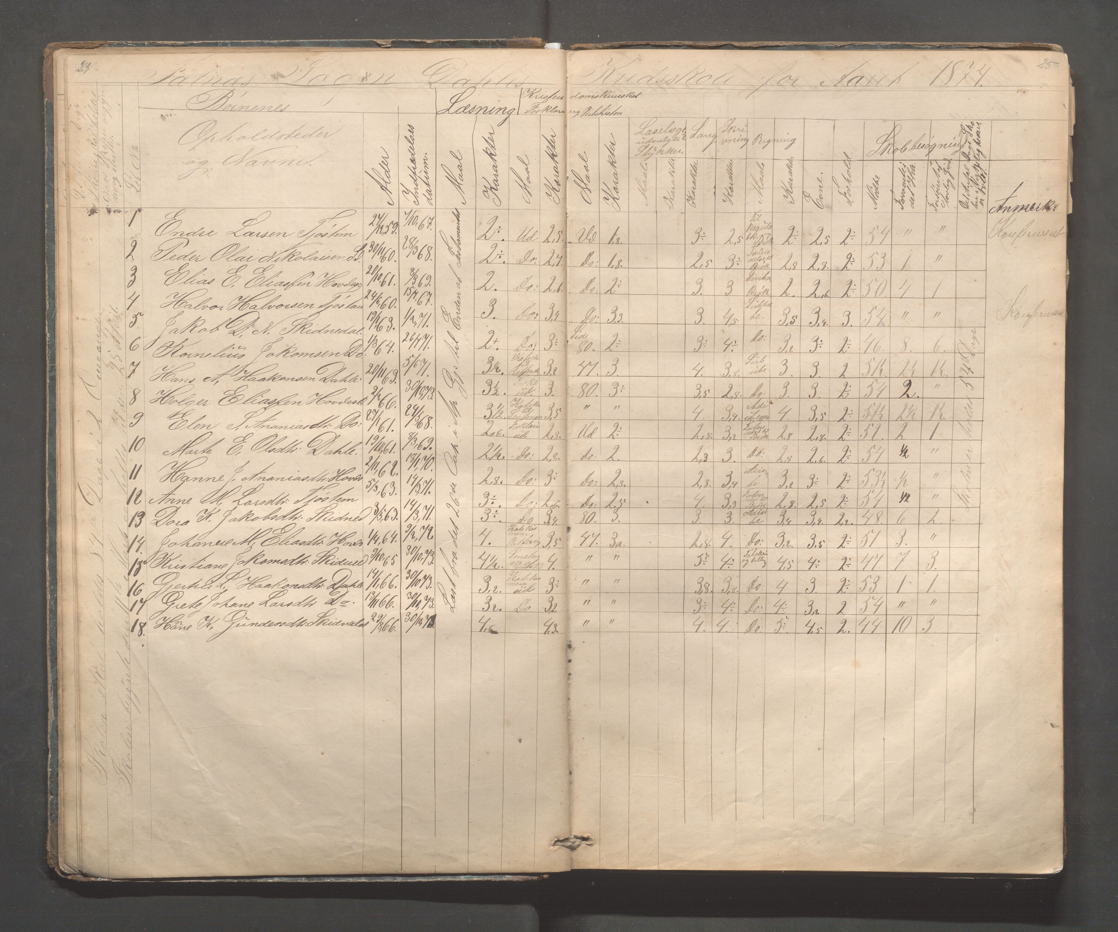 Skudenes kommune - Dale - Hillesland - Snørteland skolekretser, IKAR/A-306/H/L0002: Dale - Hillesland - Snørteland, 1869-1882, p. 24-25