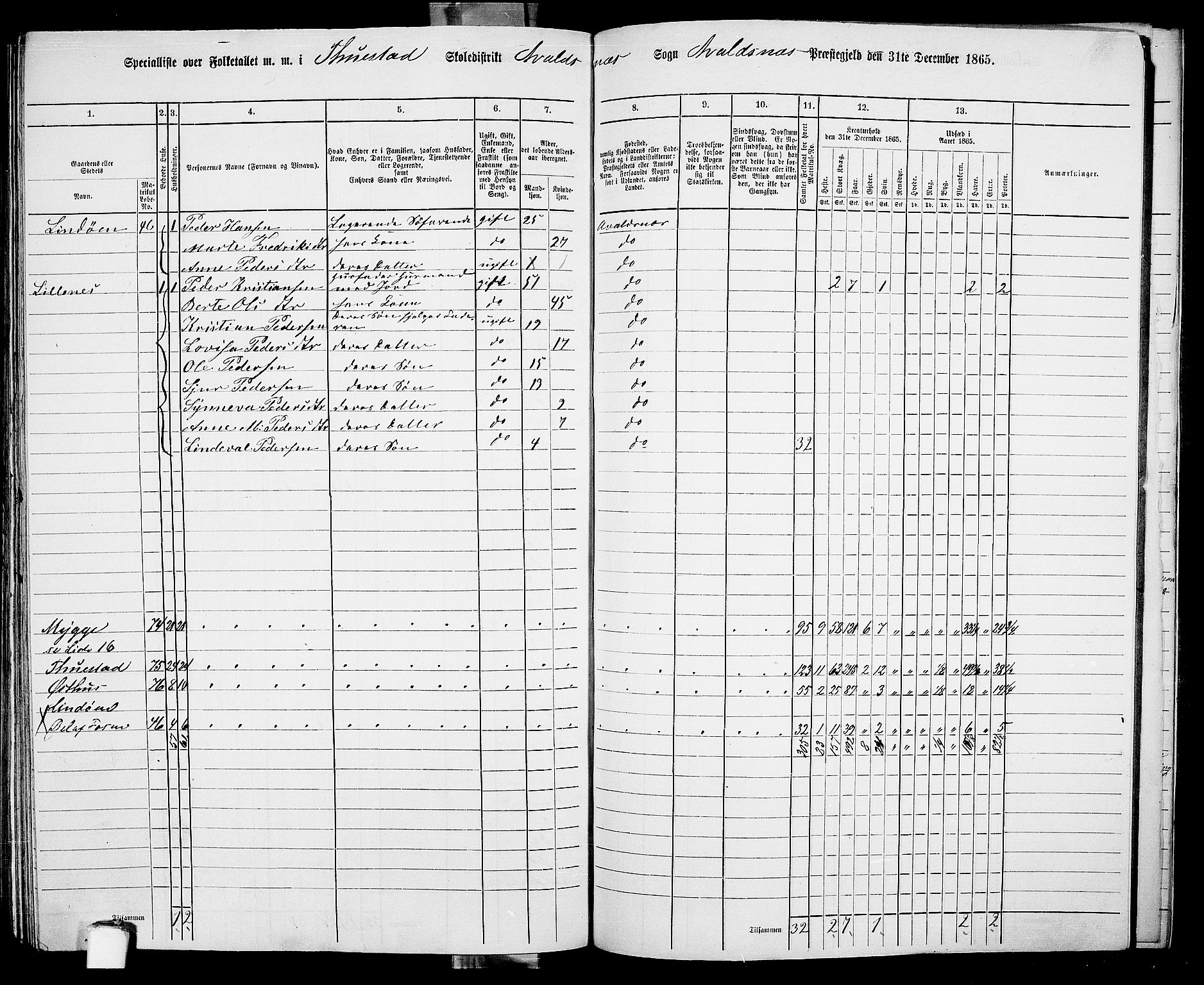 RA, 1865 census for Avaldsnes, 1865, p. 225