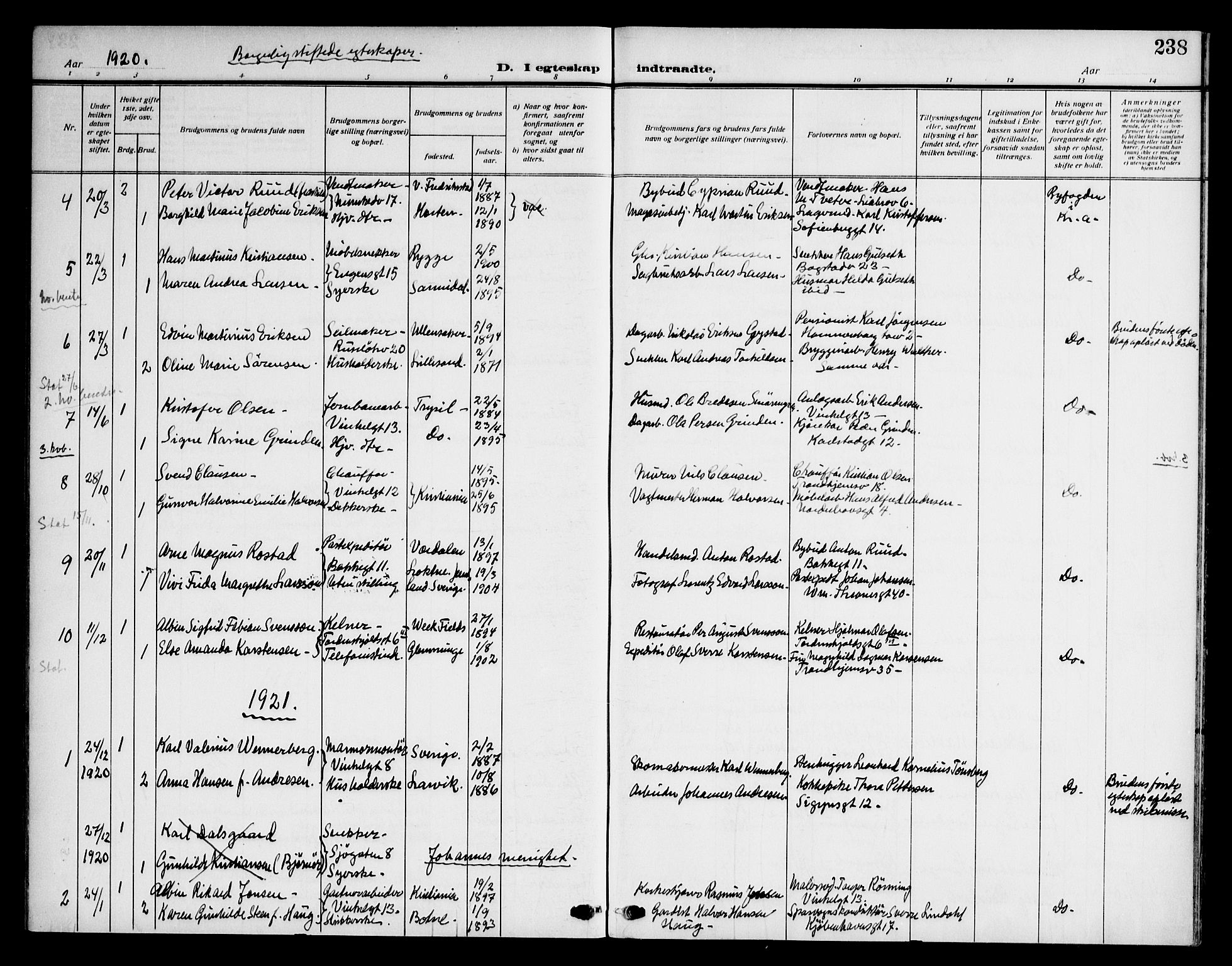 Piperviken prestekontor Kirkebøker, SAO/A-10874/F/L0002: Parish register (official) no. 2, 1911-1952, p. 238