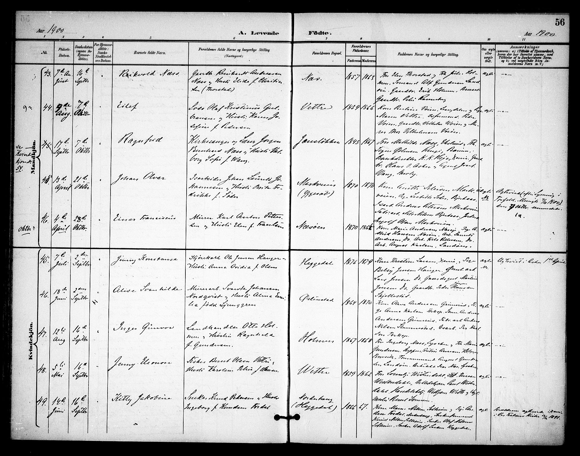 Asker prestekontor Kirkebøker, AV/SAO-A-10256a/F/Fa/L0015: Parish register (official) no. I 15, 1896-1915, p. 56