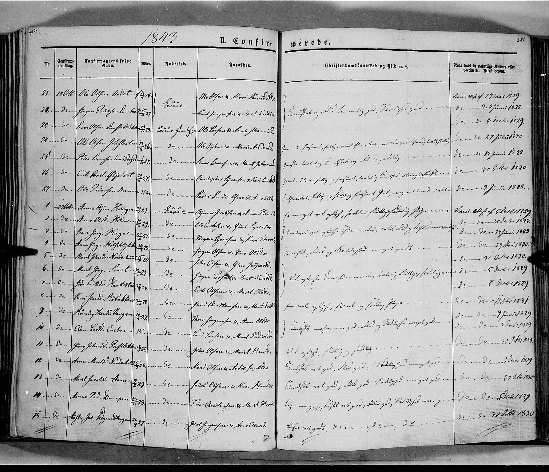 Lesja prestekontor, SAH/PREST-068/H/Ha/Haa/L0006: Parish register (official) no. 6A, 1843-1854, p. 340-341