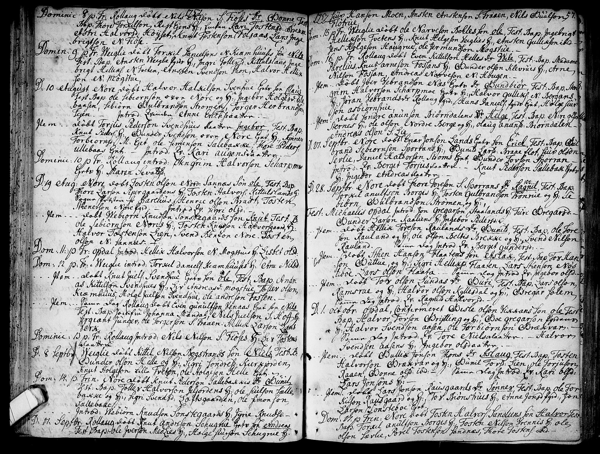 Rollag kirkebøker, SAKO/A-240/F/Fa/L0003: Parish register (official) no. I 3, 1743-1778, p. 57
