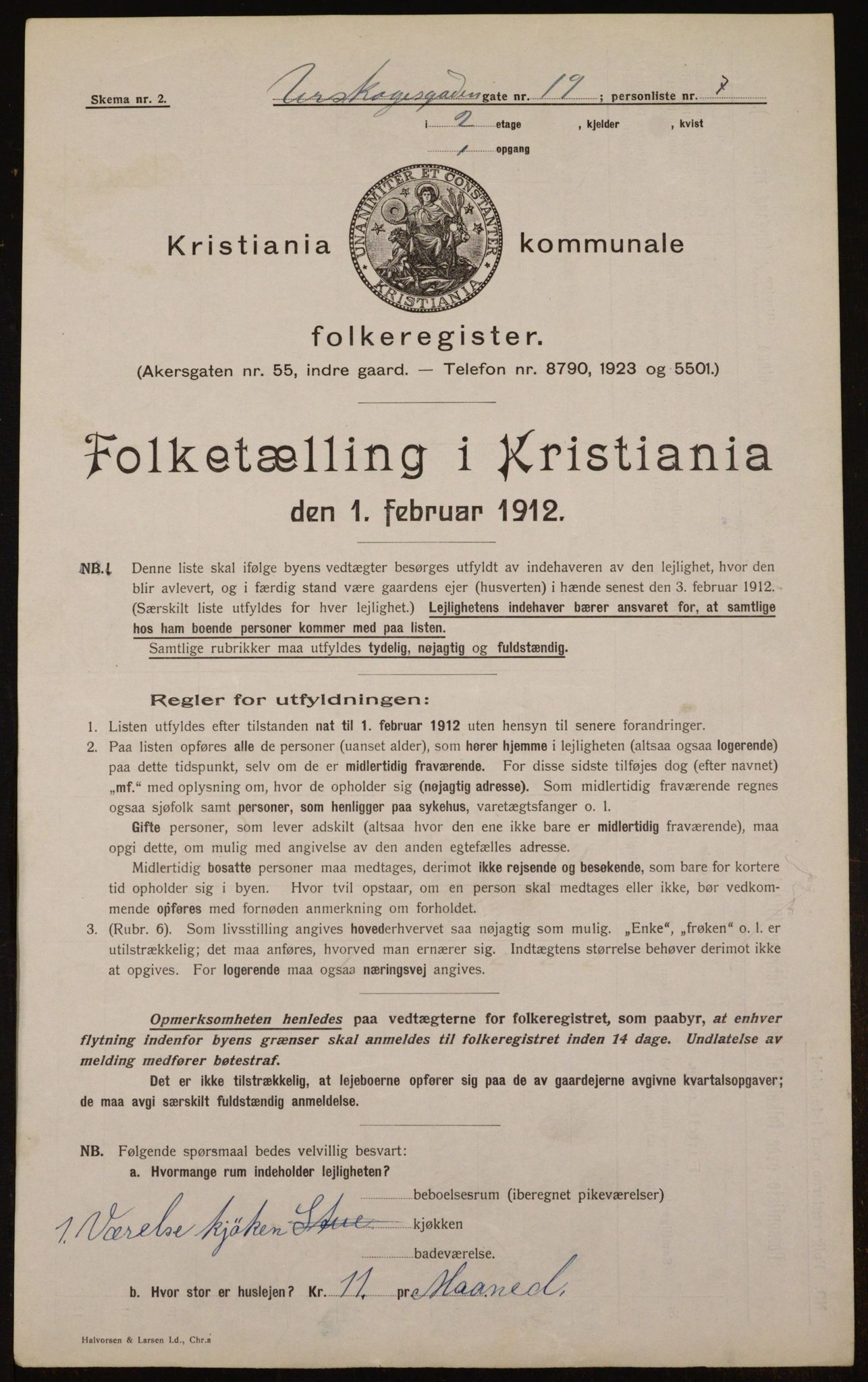 OBA, Municipal Census 1912 for Kristiania, 1912, p. 2542