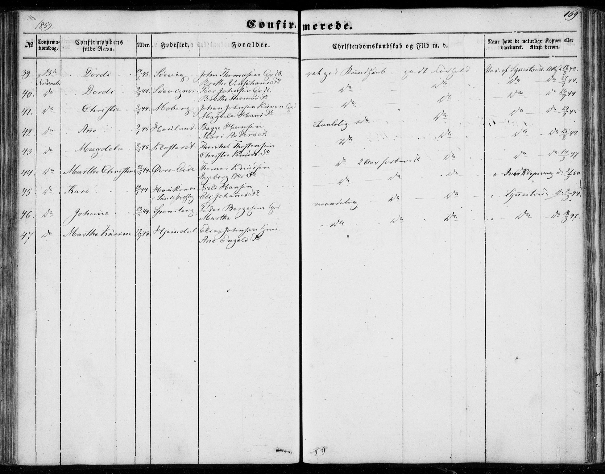 Os sokneprestembete, SAB/A-99929: Parish register (official) no. A 16, 1851-1859, p. 169