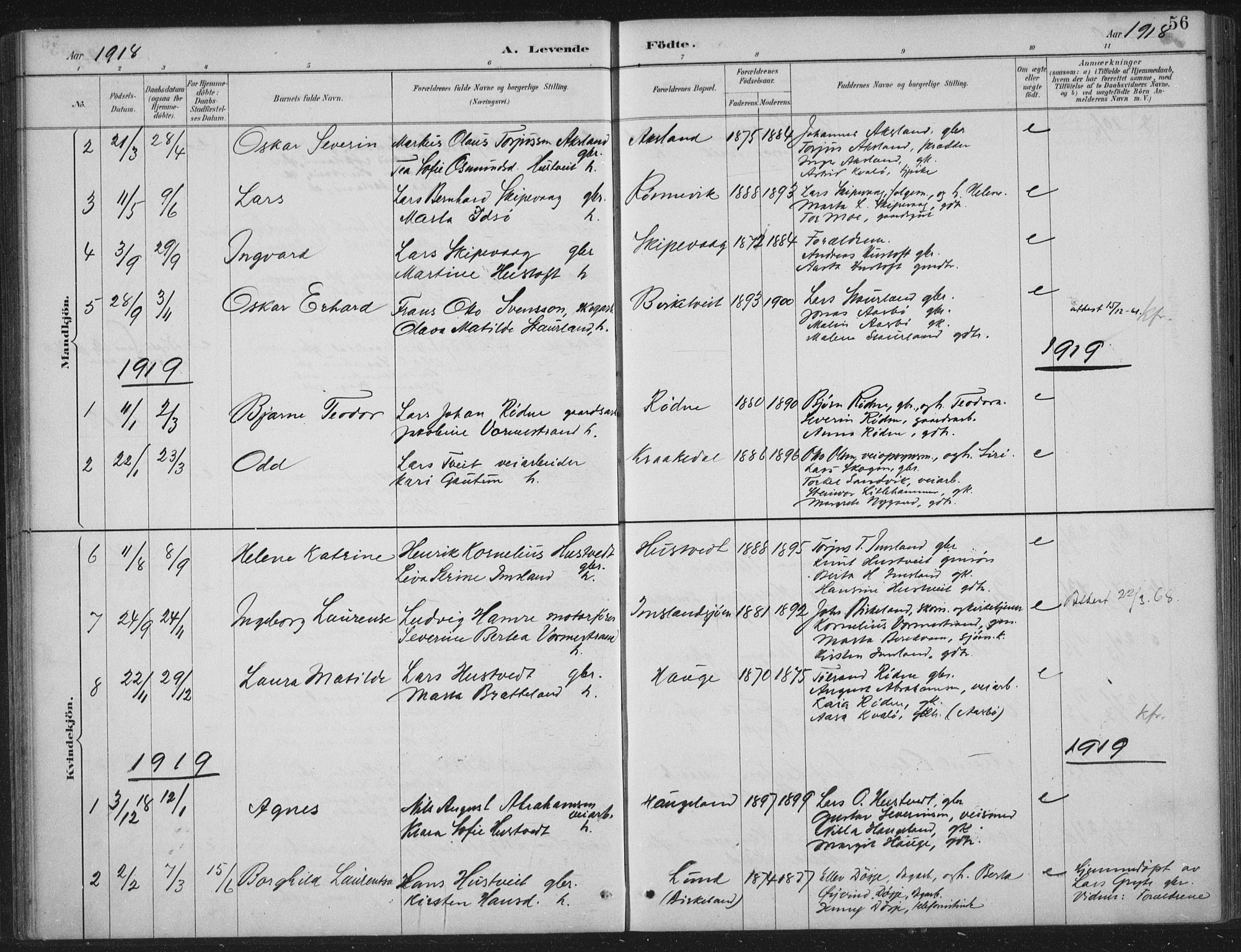 Vikedal sokneprestkontor, AV/SAST-A-101840/01/IV: Parish register (official) no. A 12, 1886-1929, p. 56