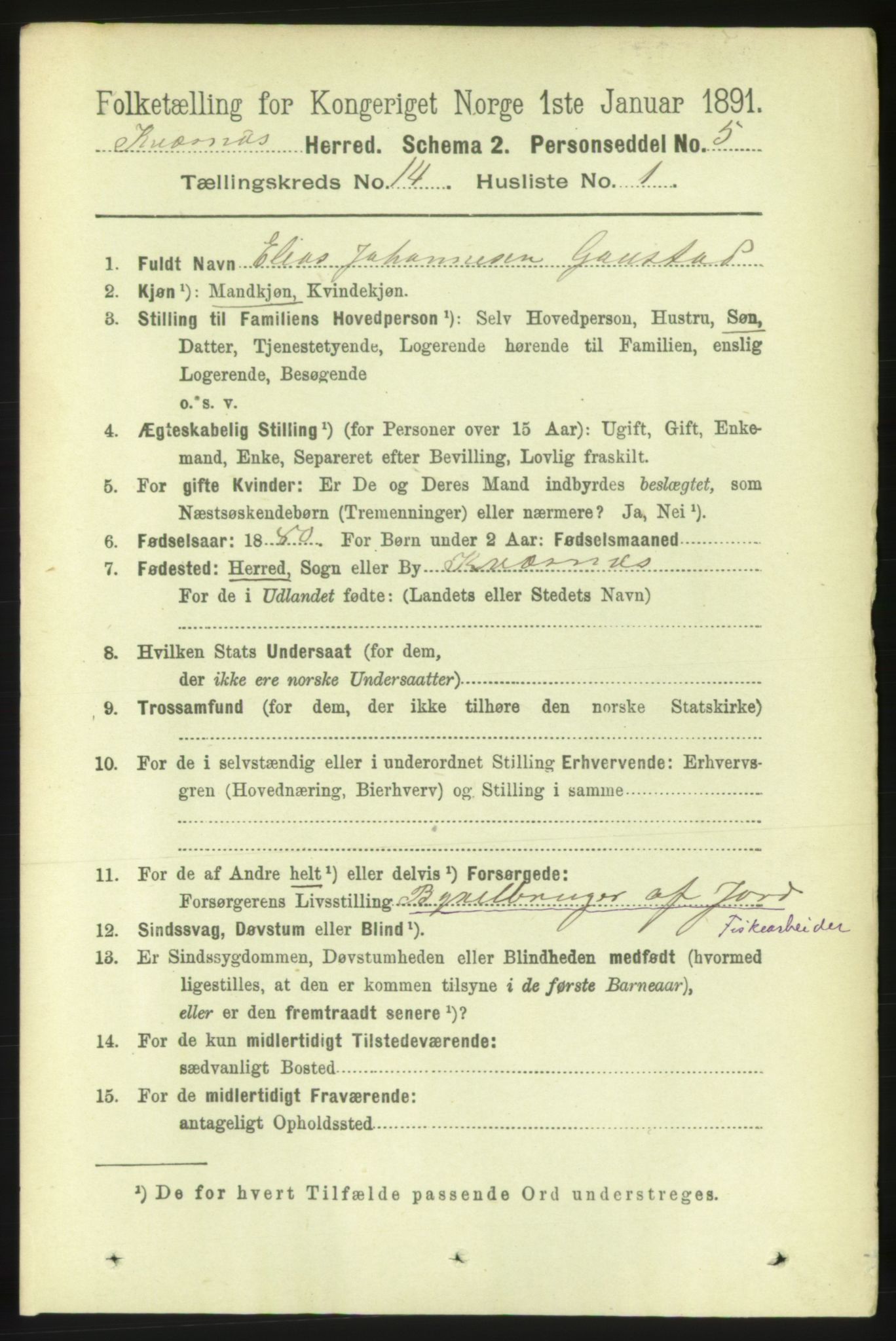 RA, 1891 census for 1553 Kvernes, 1891, p. 5726