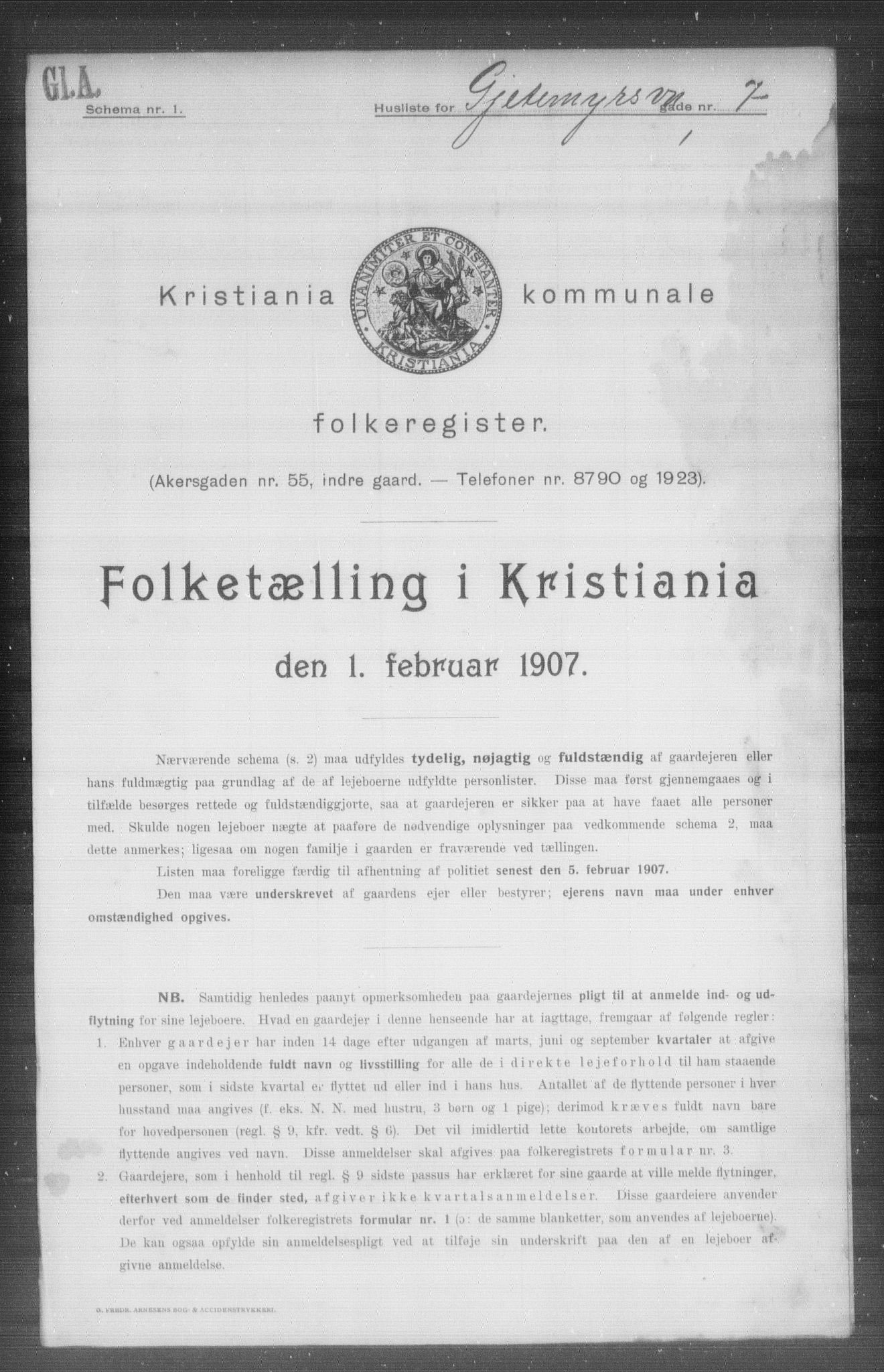 OBA, Municipal Census 1907 for Kristiania, 1907, p. 14647