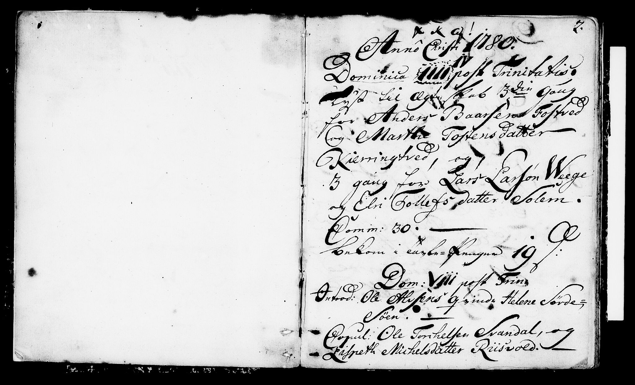 Suldal sokneprestkontor, SAST/A-101845/01/IV/L0002: Parish register (official) no. A 2, 1780-1808, p. 2