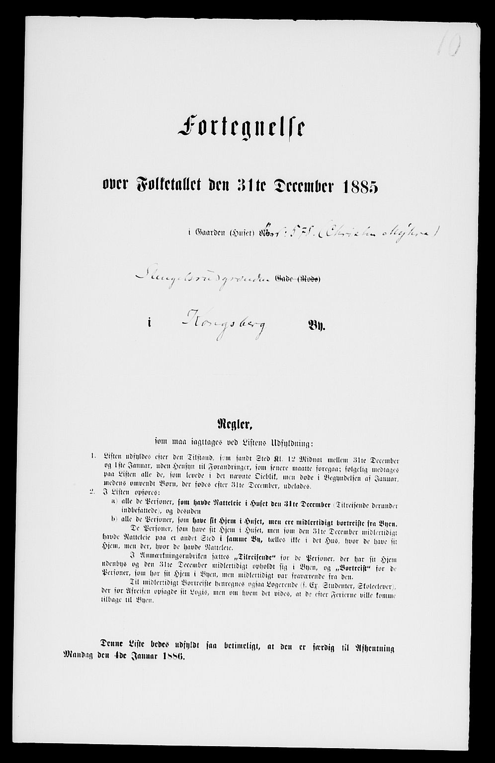 SAKO, 1885 census for 0604 Kongsberg, 1885, p. 1343