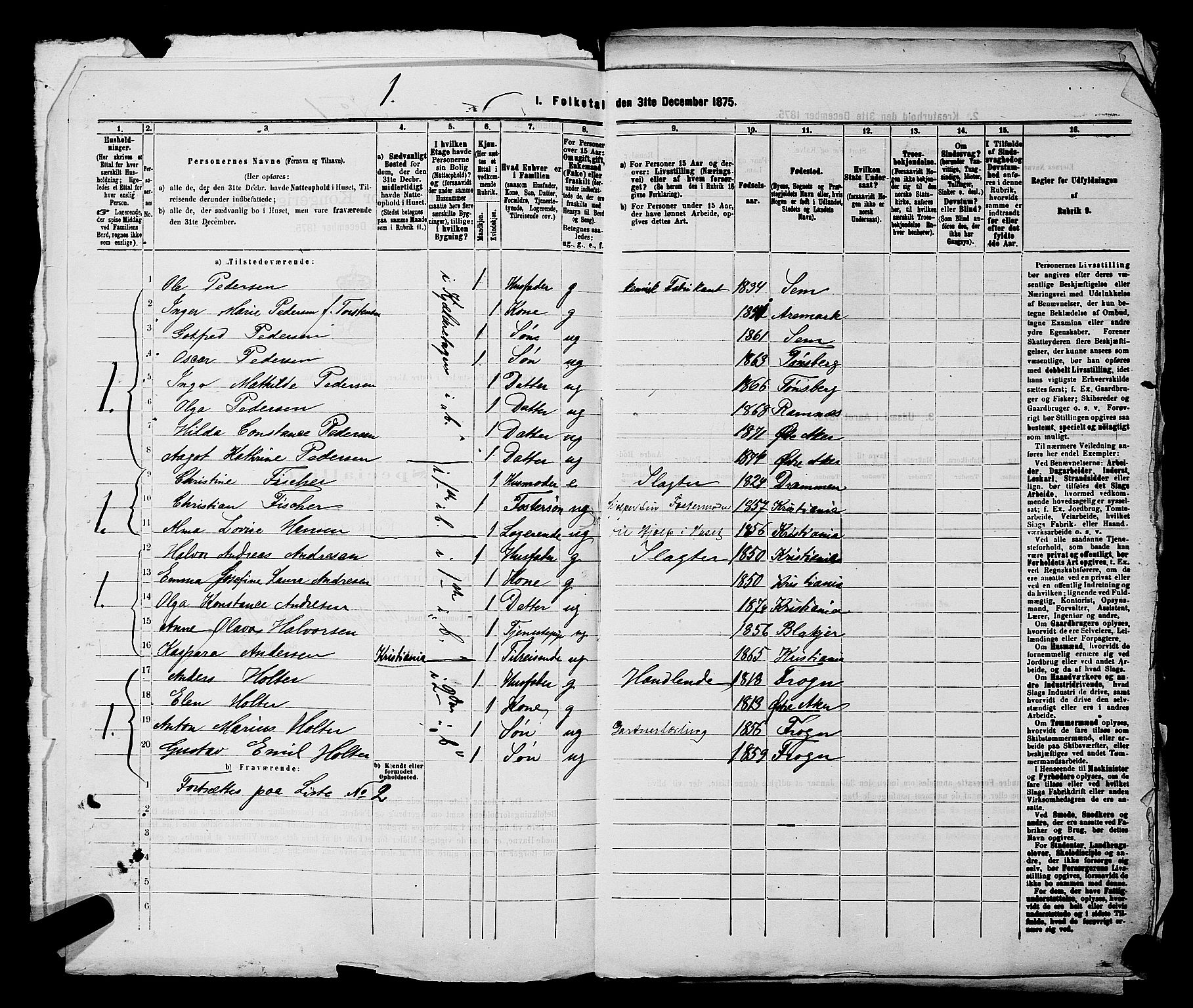 RA, 1875 census for 0218bP Østre Aker, 1875, p. 168