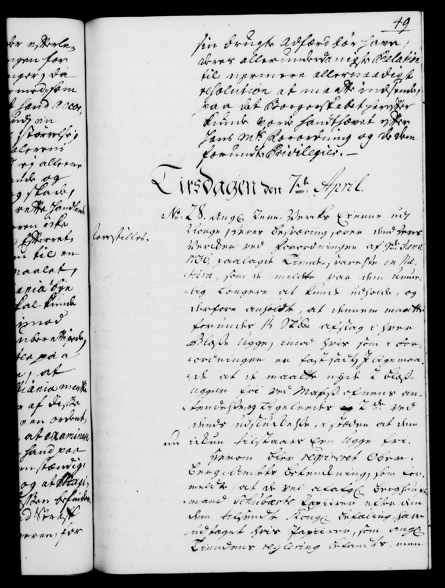 Rentekammeret, Kammerkanselliet, RA/EA-3111/G/Gh/Gha/L0021: Norsk ekstraktmemorialprotokoll (merket RK 53.66), 1739, p. 49
