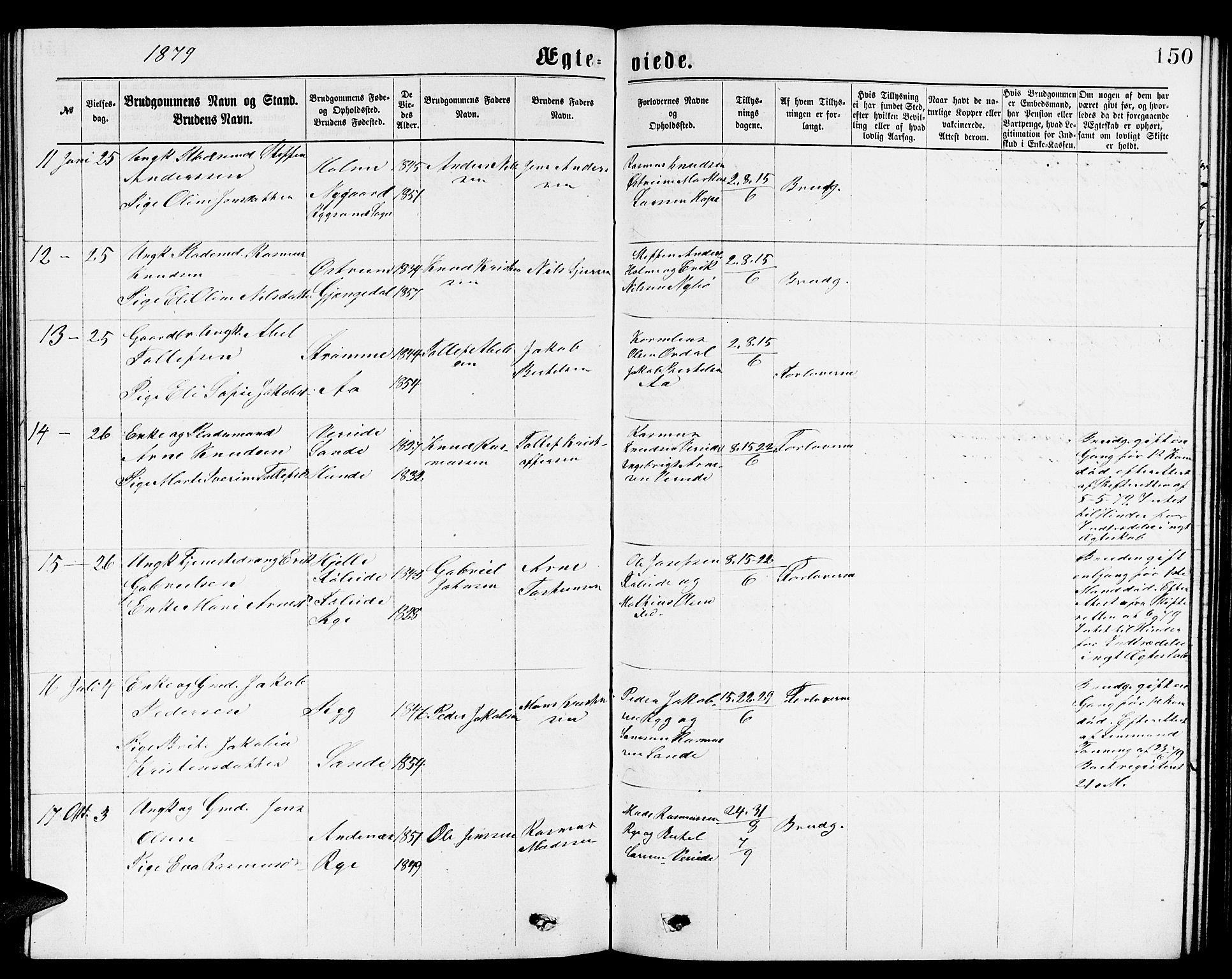 Gloppen sokneprestembete, SAB/A-80101/H/Hab/Habb/L0001: Parish register (copy) no. B 1, 1872-1888, p. 150