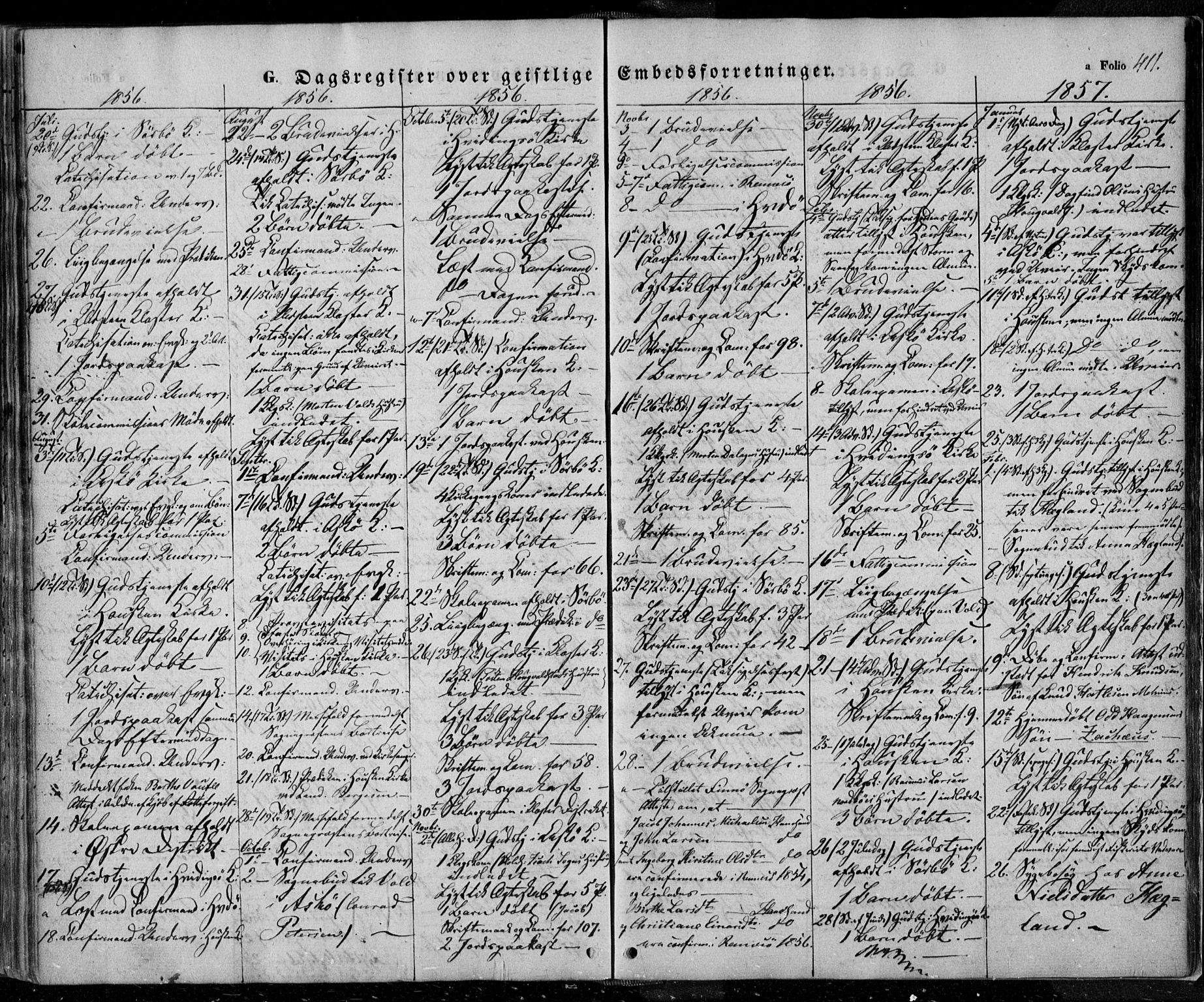 Rennesøy sokneprestkontor, SAST/A -101827/H/Ha/Haa/L0005: Parish register (official) no. A 5, 1838-1859, p. 411