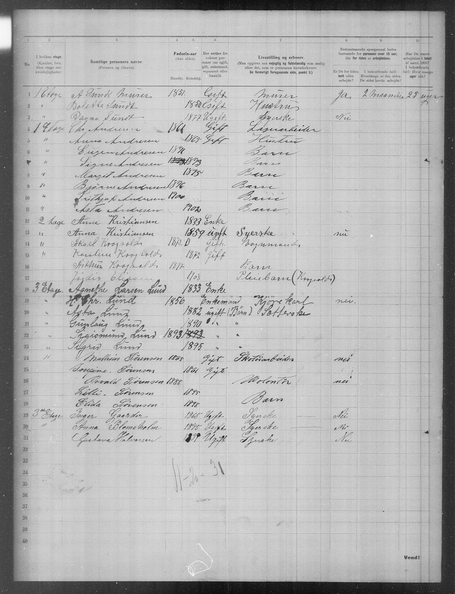 OBA, Municipal Census 1903 for Kristiania, 1903, p. 10576